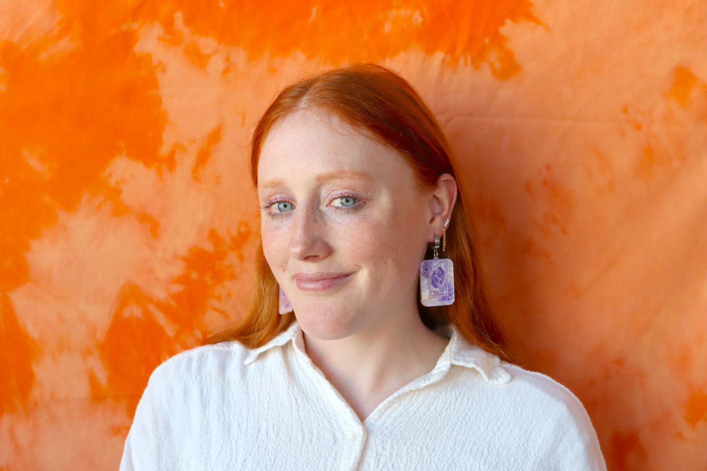 Purple Marble Zodiac Earrings