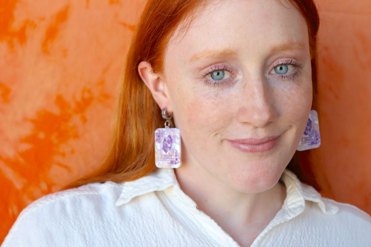 Purple Marble Zodiac Earrings