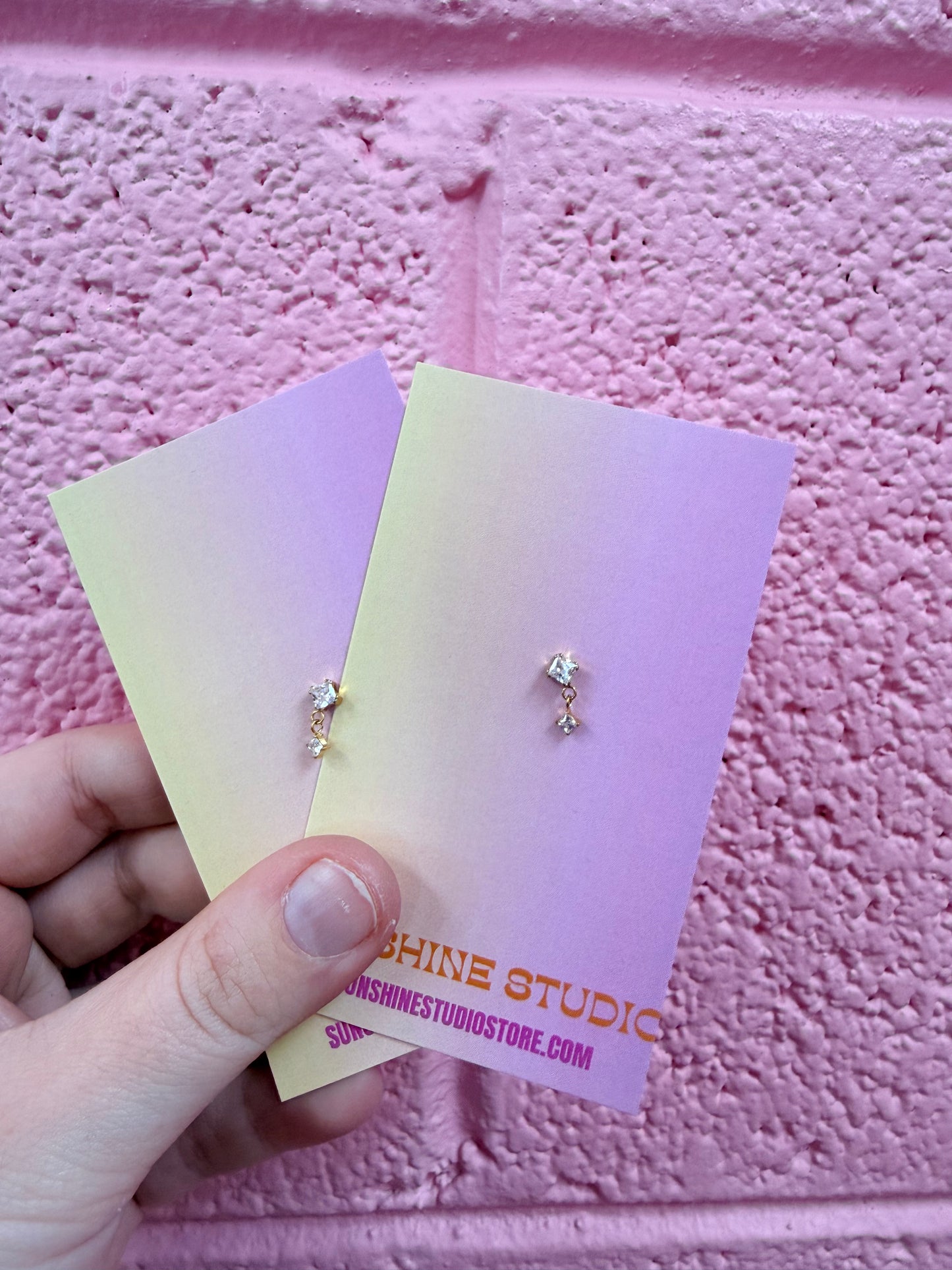 Gold Double Gem Dangle Flat Back