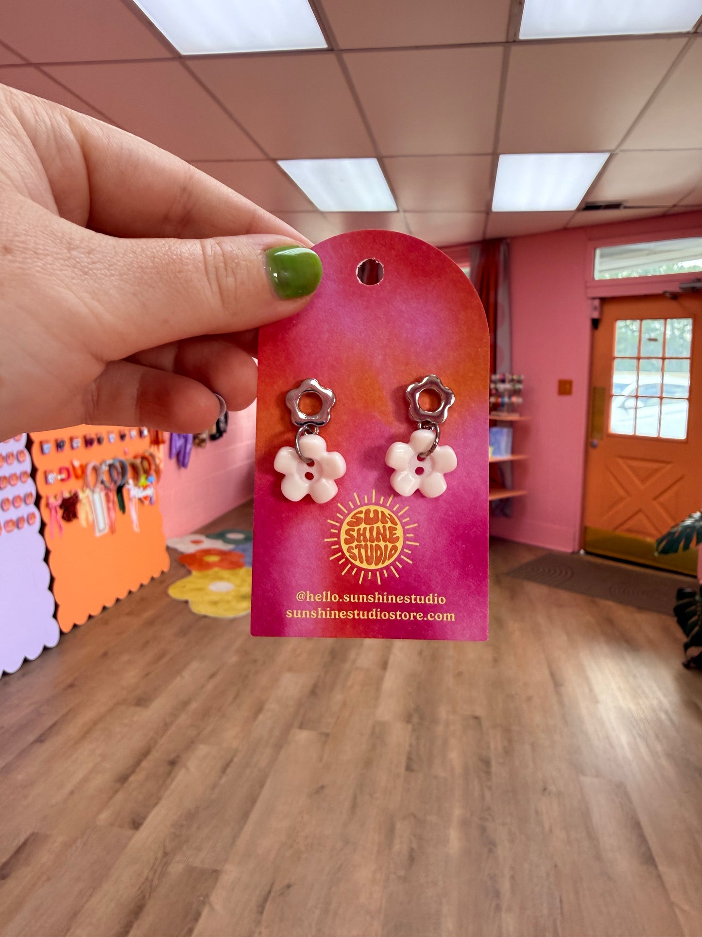Bright and Fun Button Dangle Earrings