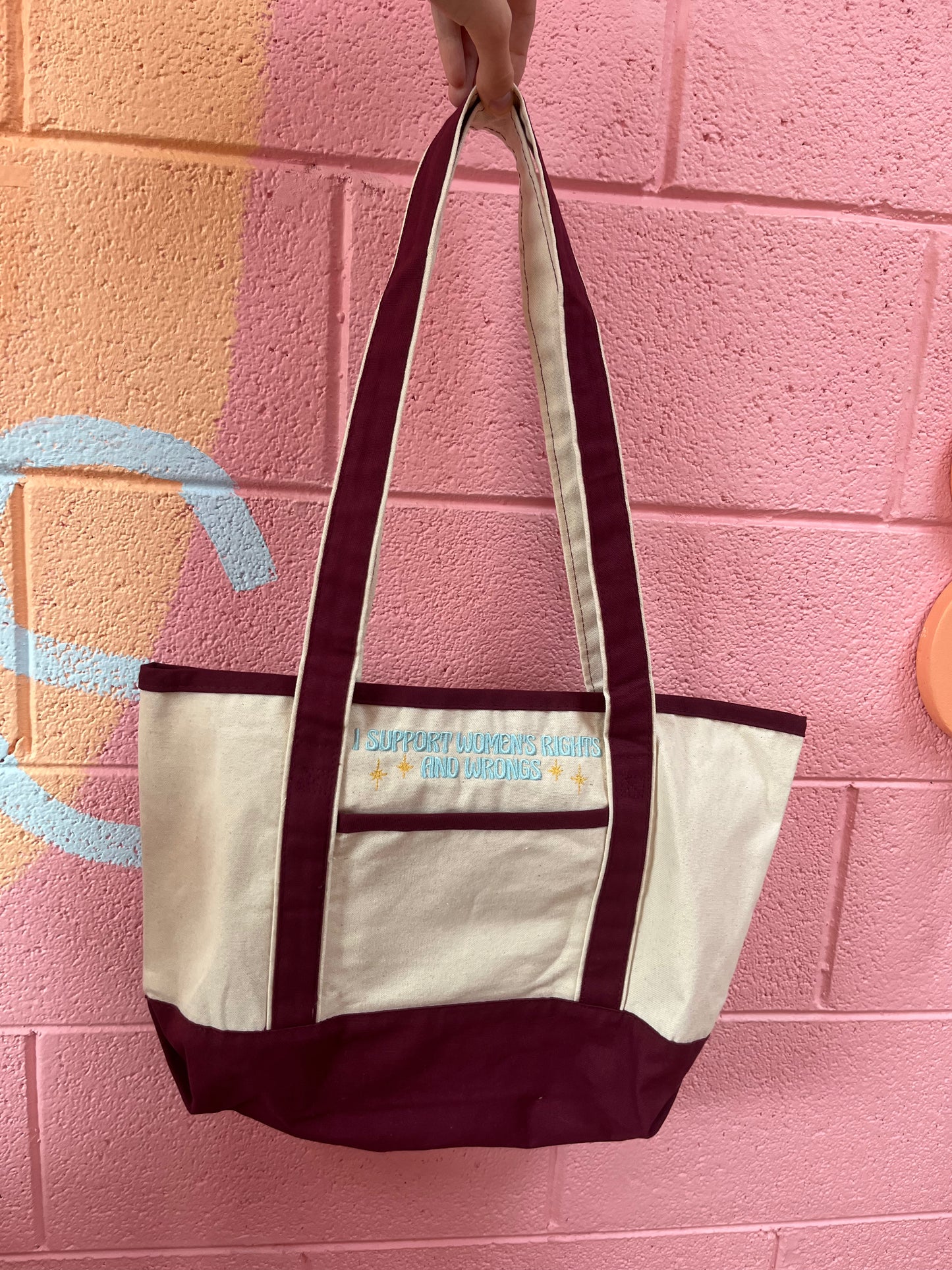 Support Women’s Rights and Wrongs Embroidered Tote Bag