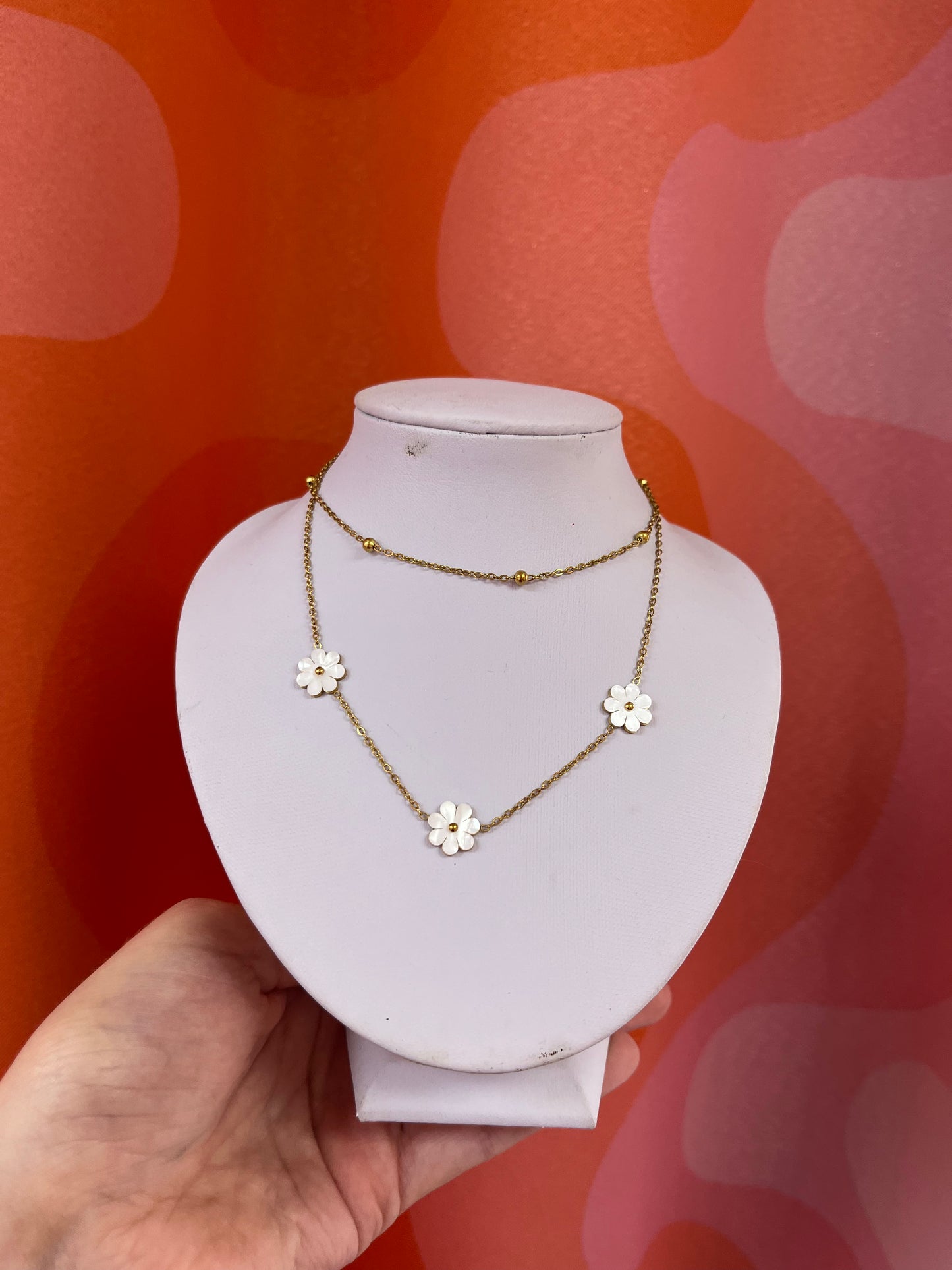 Layered Floral Titanium Necklace