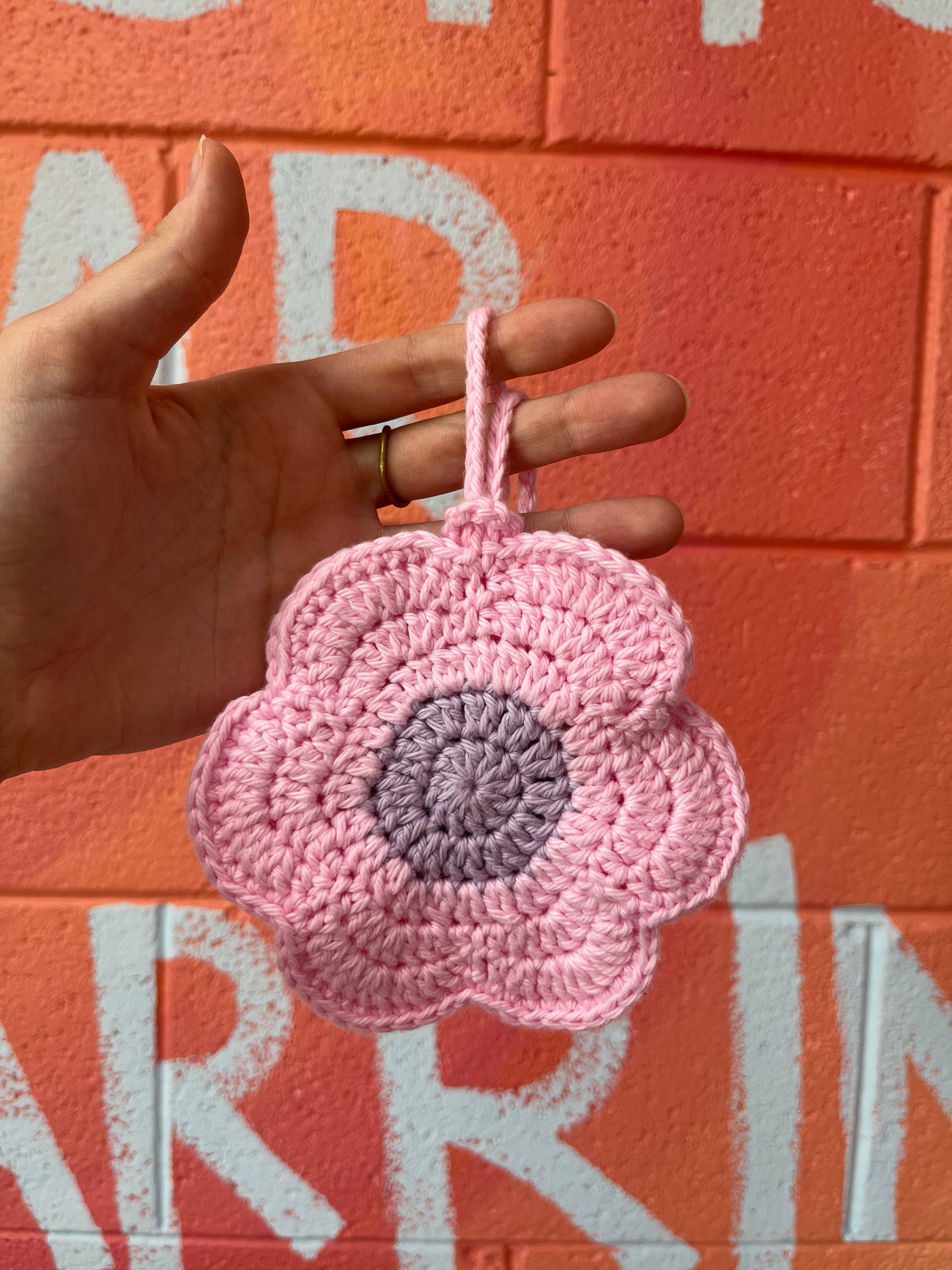 Crochet Flower Pouch Bag Charm