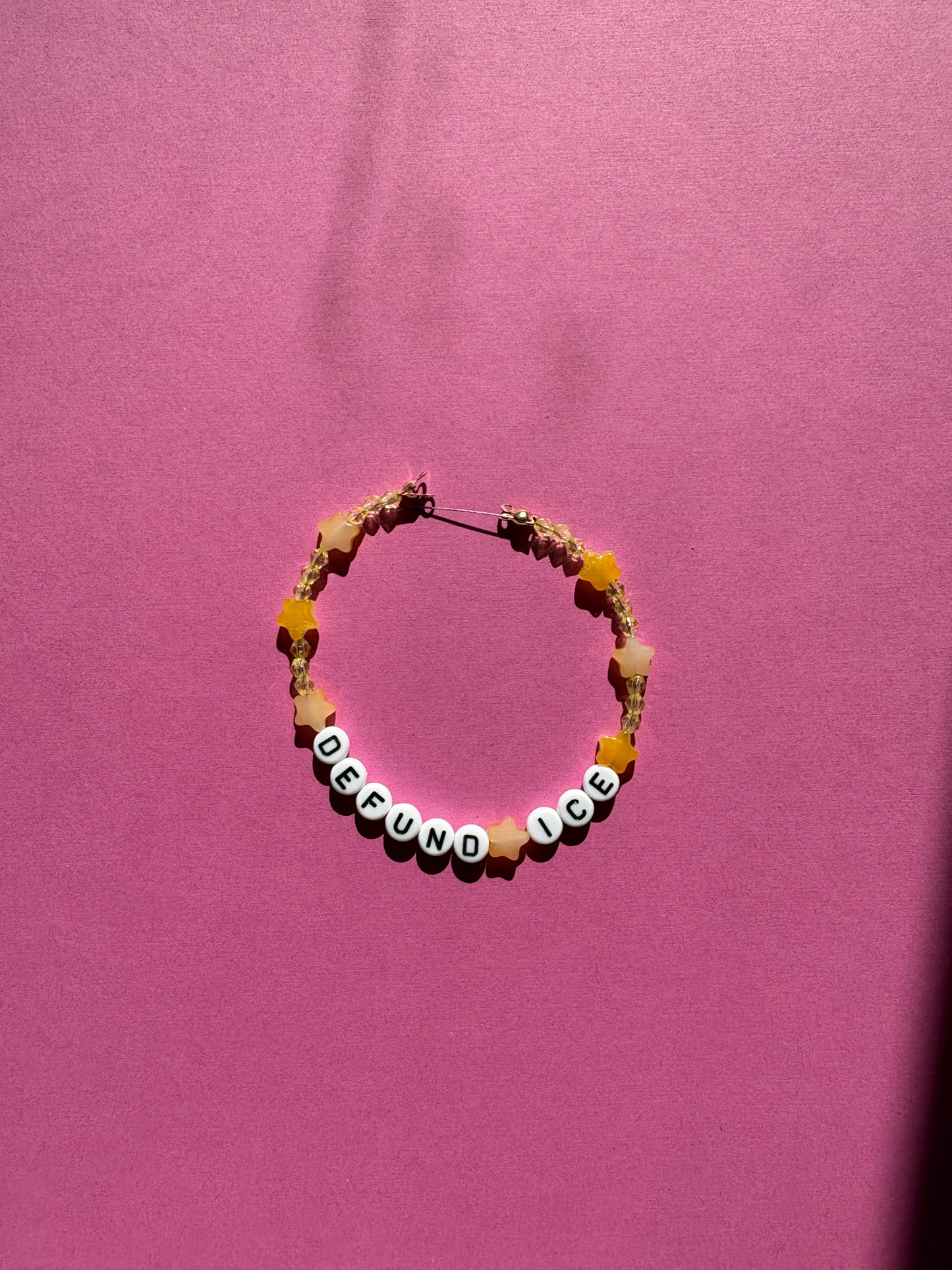 Defund ICE yellow star bracelet or bag charm