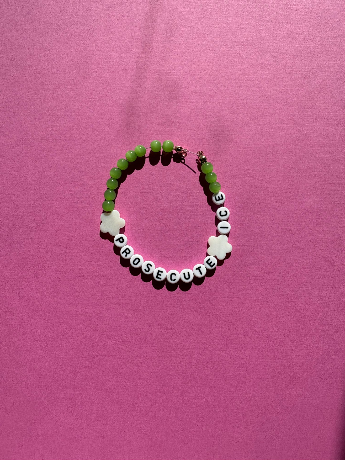 Prosecute ICE green beads bracelet or bag charm