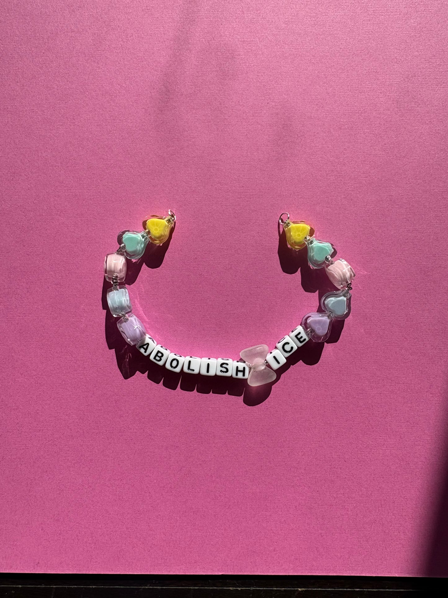 Abolish ICE pastel heart bracelet, or bag charm