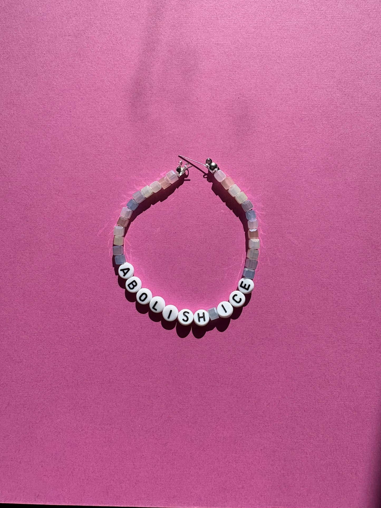 Abolish ICE glass square rainbow beads 