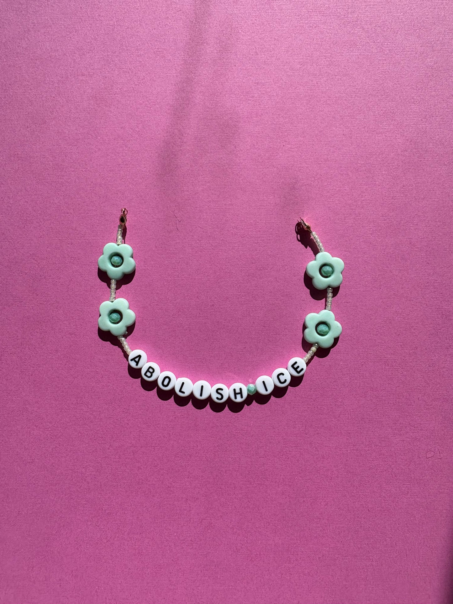 Abolish ICE pastel green bracelet or bag charm