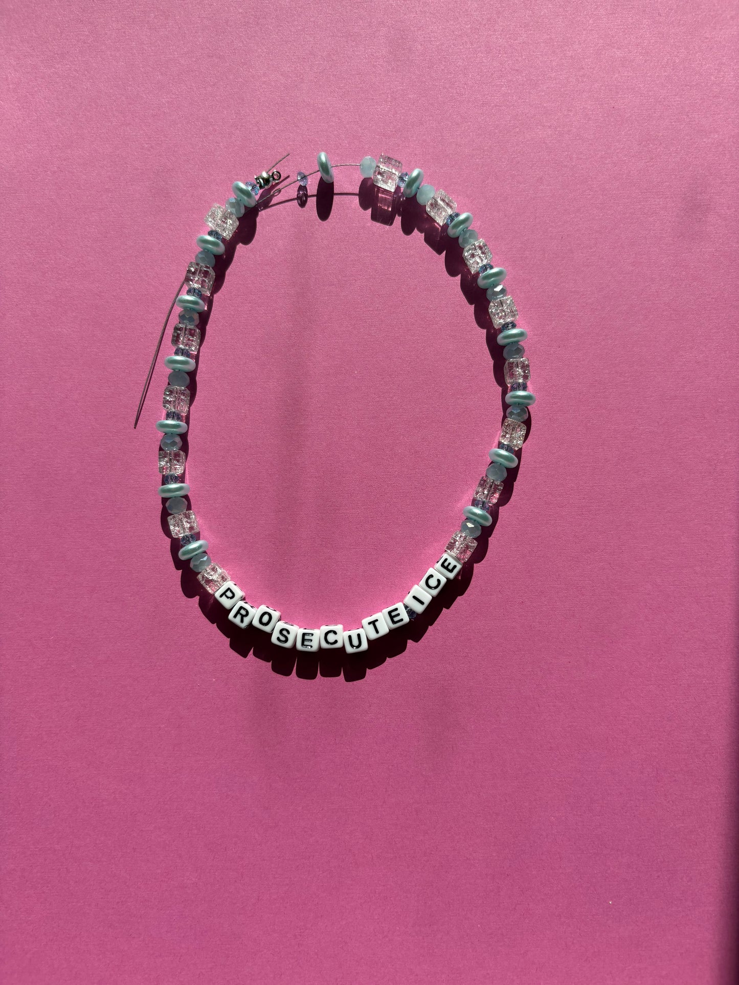 Prosecute ICE blue icy necklace