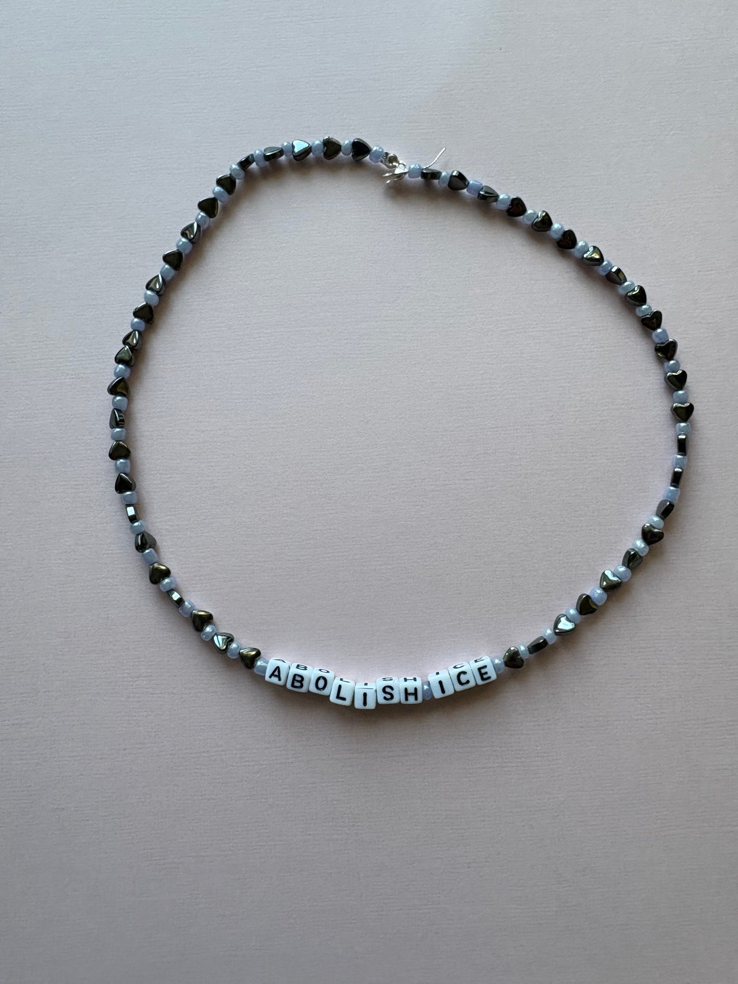 ABOLISH ICE silver hearts bag charm or necklace