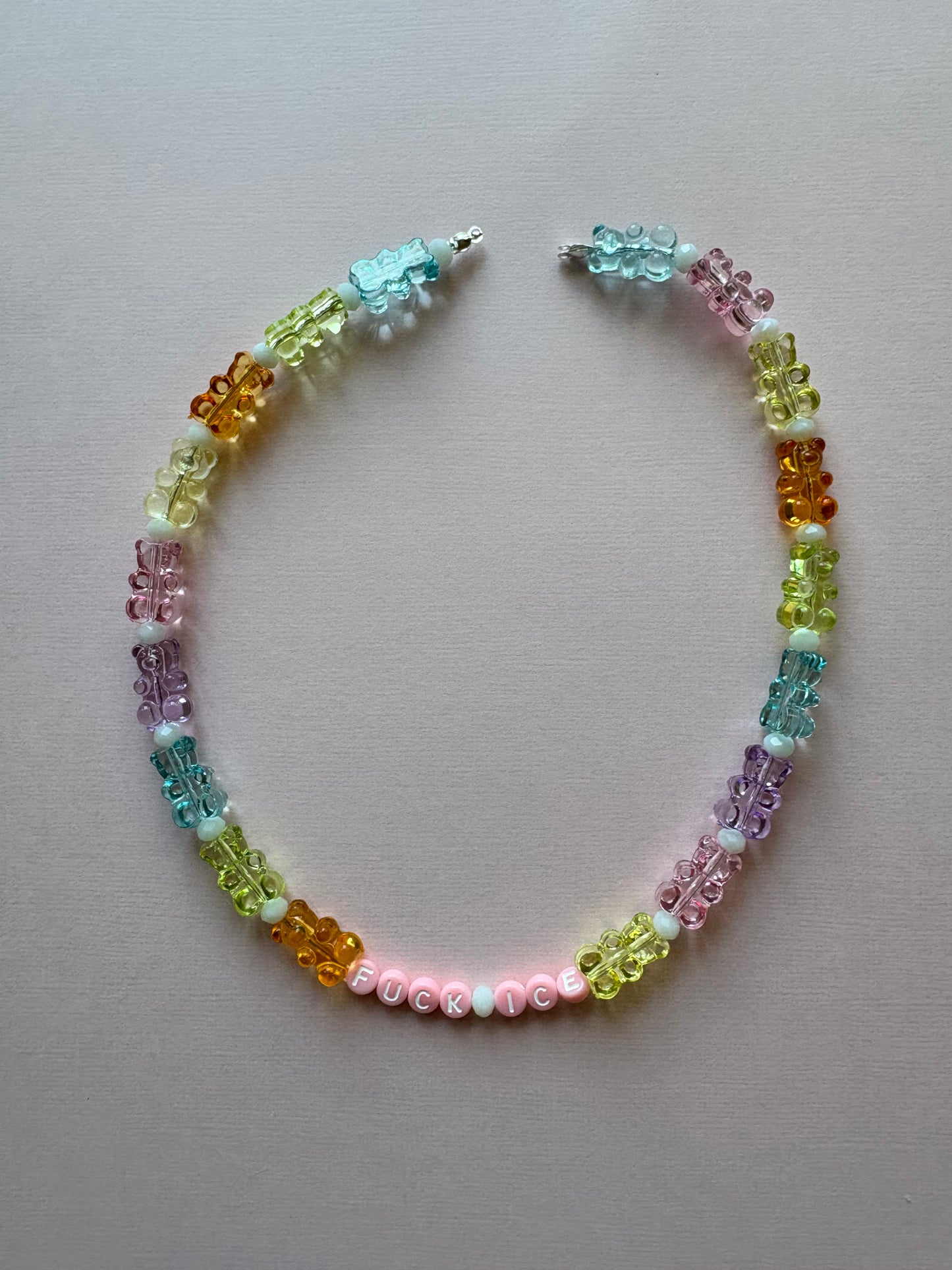FUCK ICE pastel gummy bears bag charm or necklace