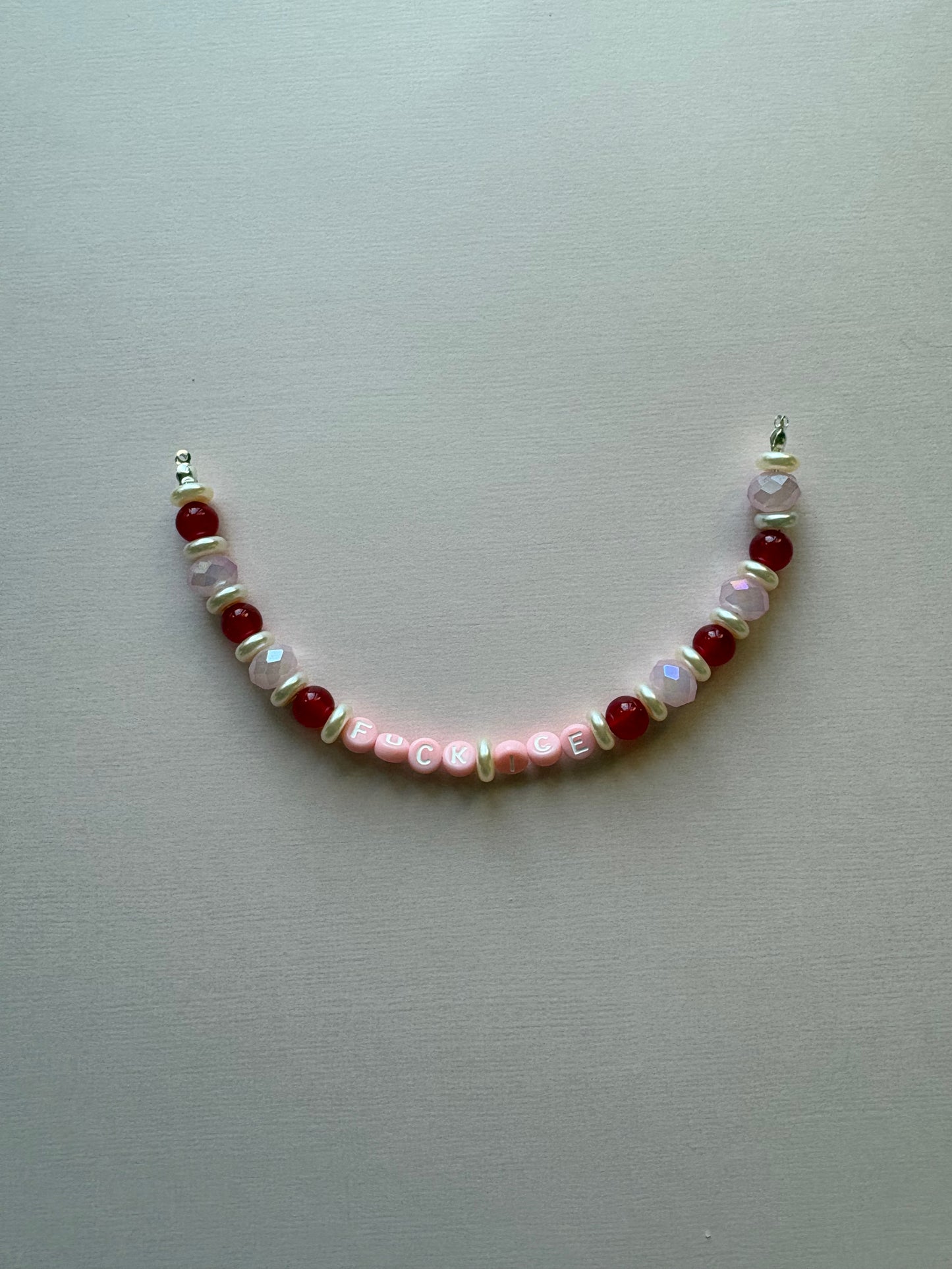FUCK ICE red and pink beads phone charm or bracelet