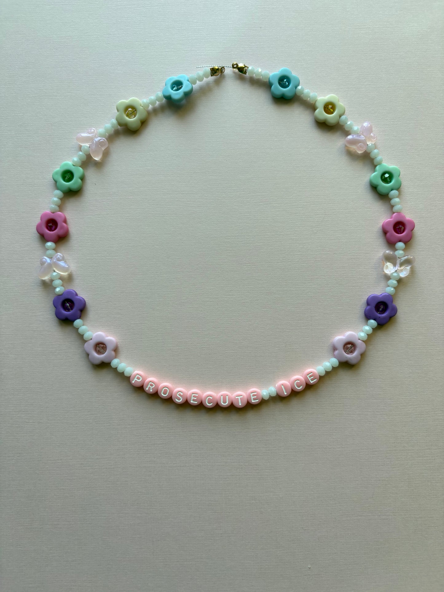 PROSECUTE ICE pastel flowers bag charm or necklace