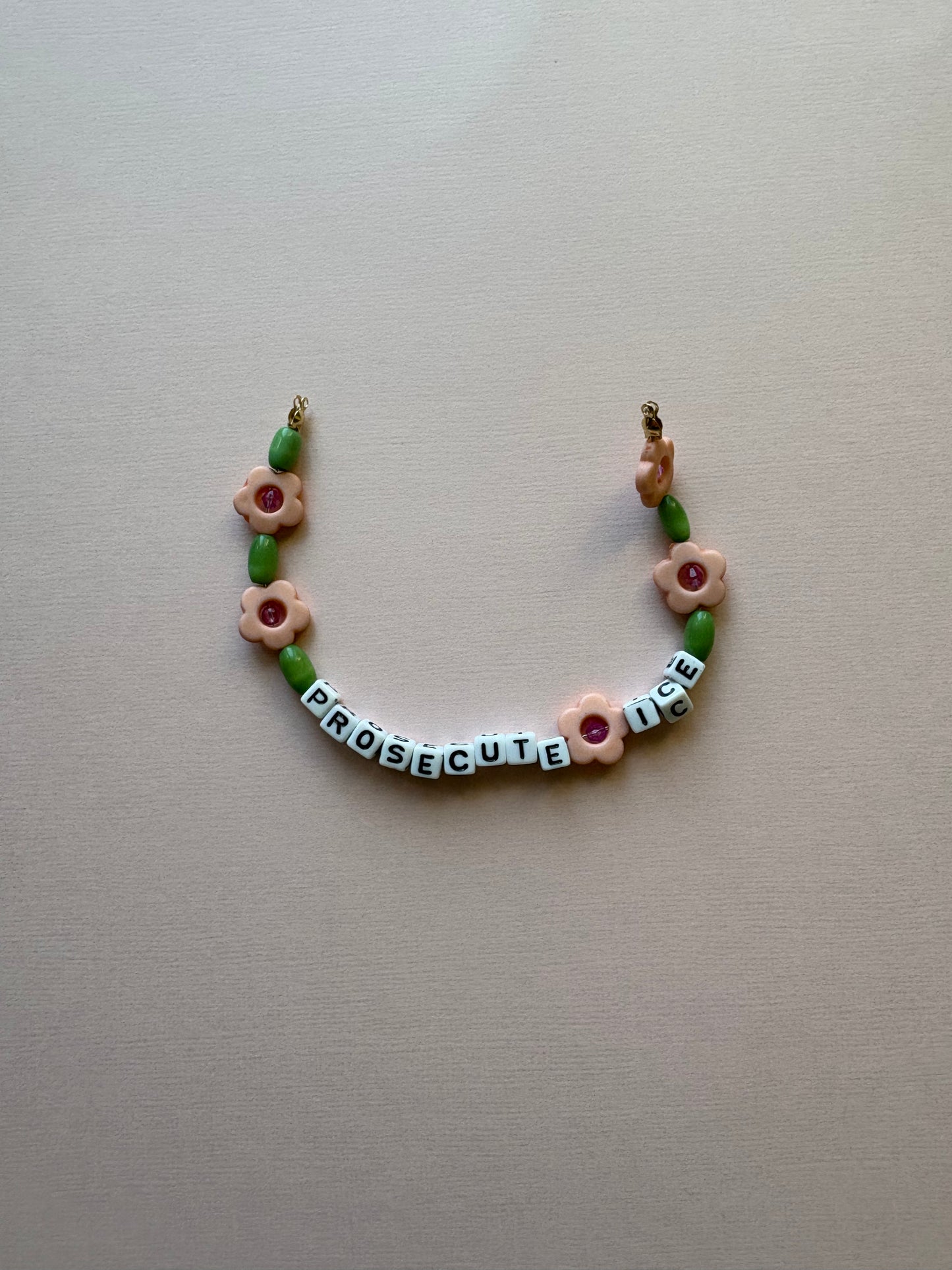 PROSECUTE ICE peach flowers bracelet or bag charm