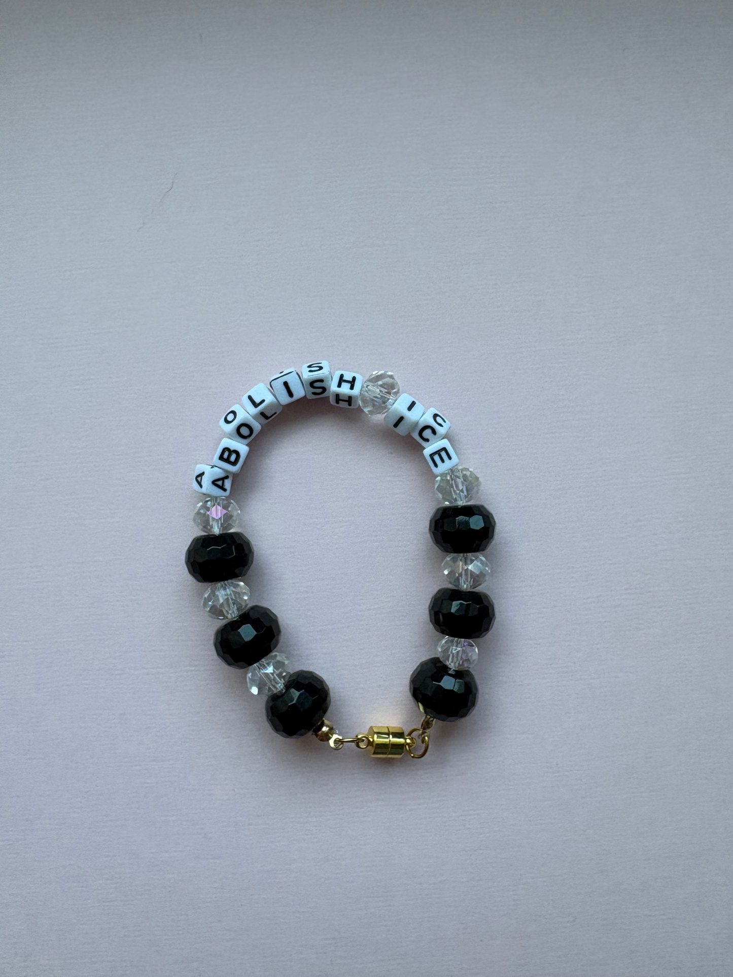 ABOLISH ICE chunky black faceted bracelet