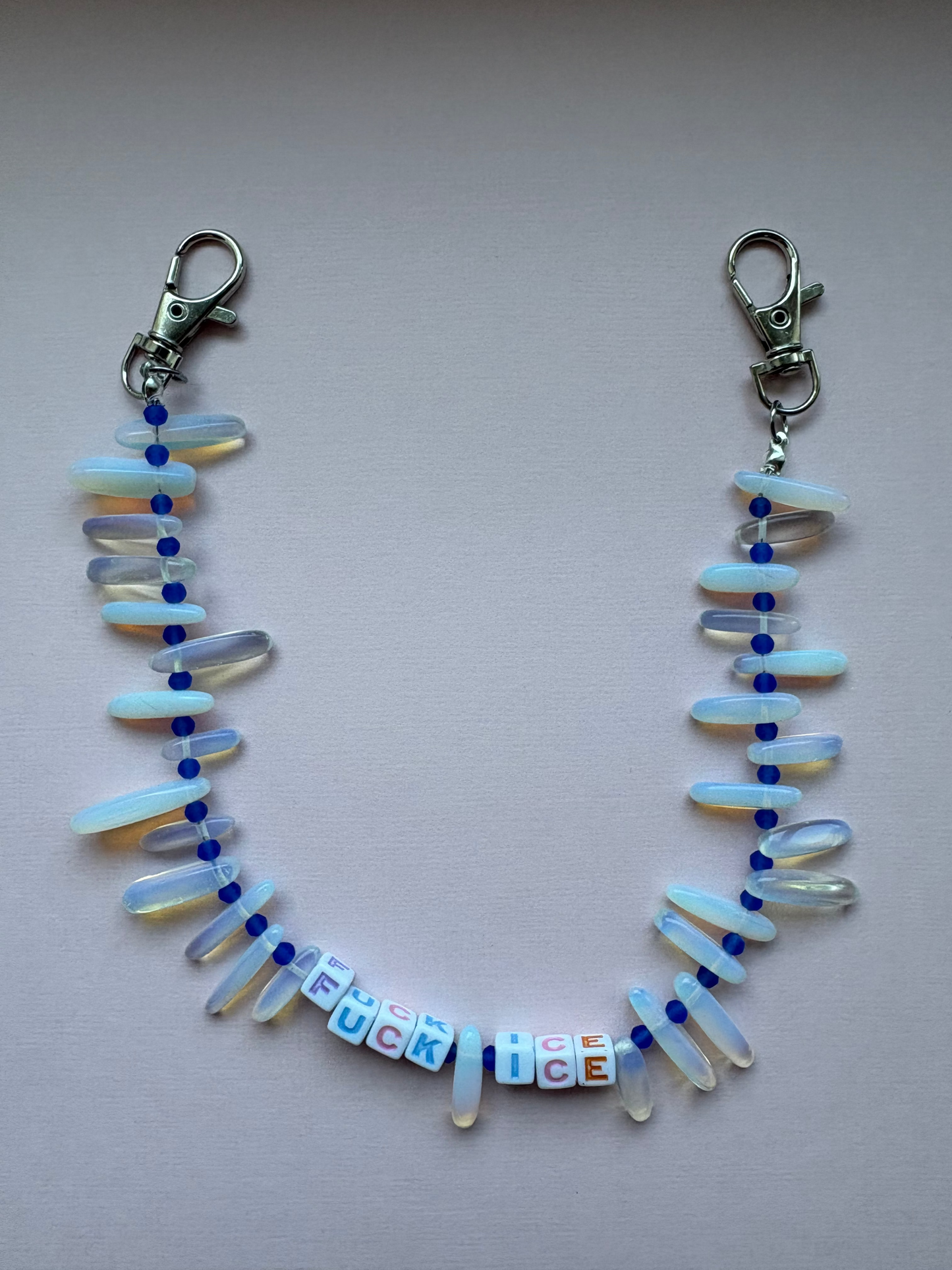 FUCK ICE blue holographic icicle bag charm