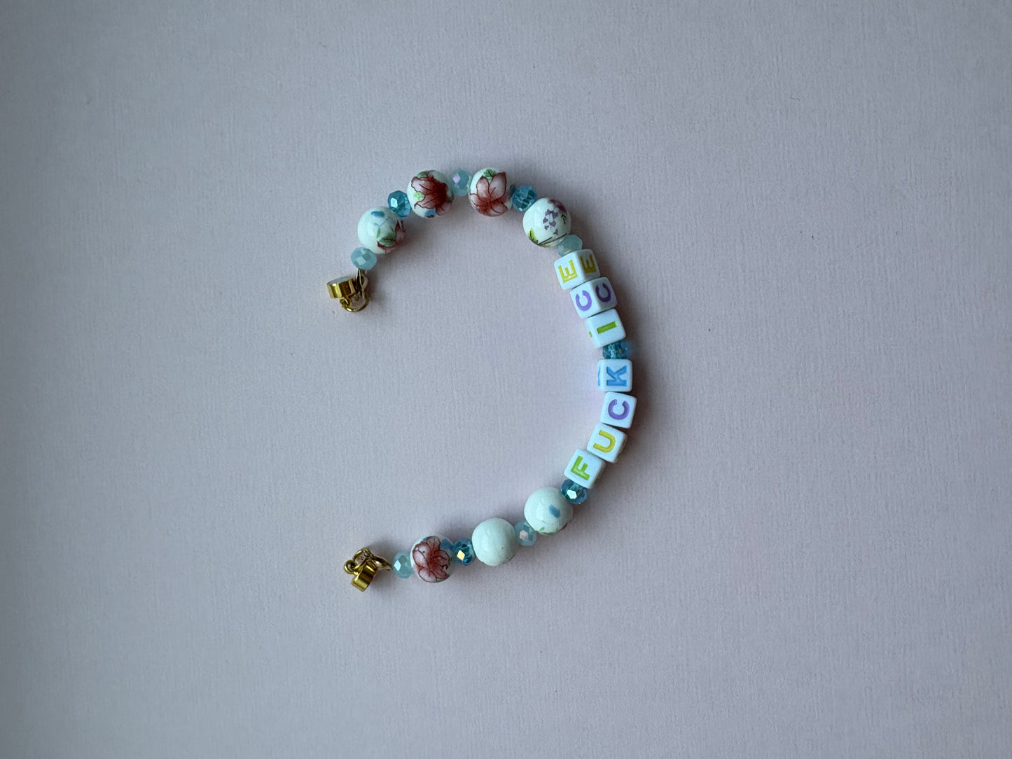 FUCK ICE antique floral bead bracelet