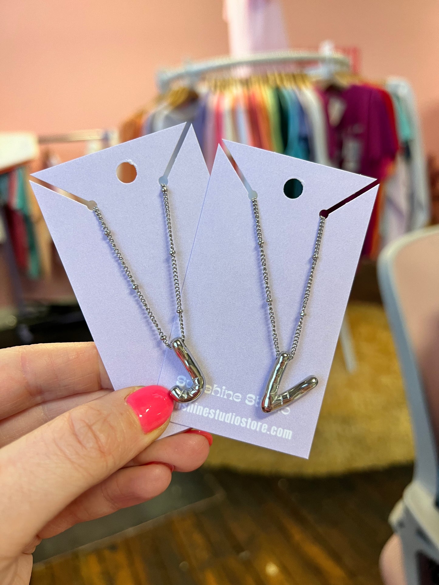 Silver Balloon letter Necklace
