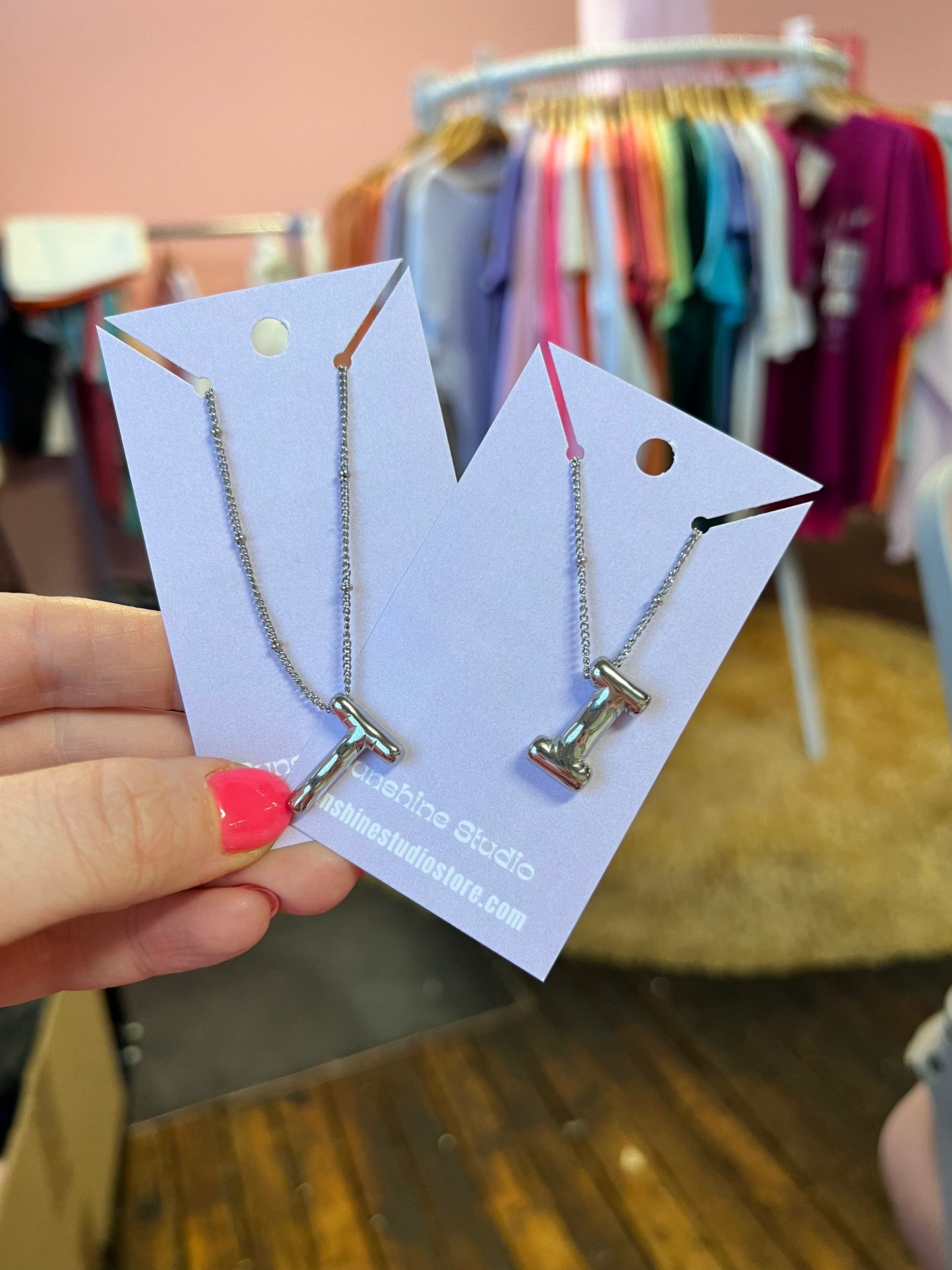 Silver Balloon letter Necklace