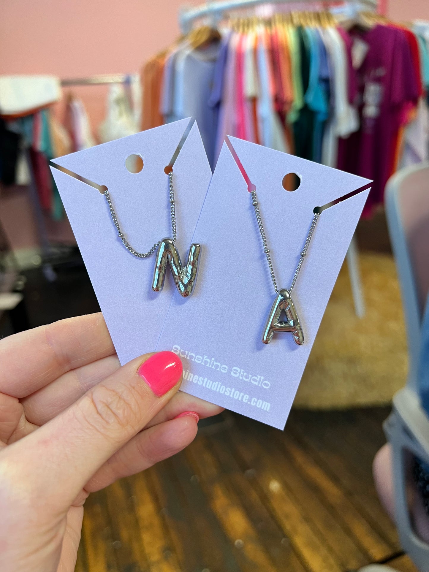 Silver Balloon letter Necklace