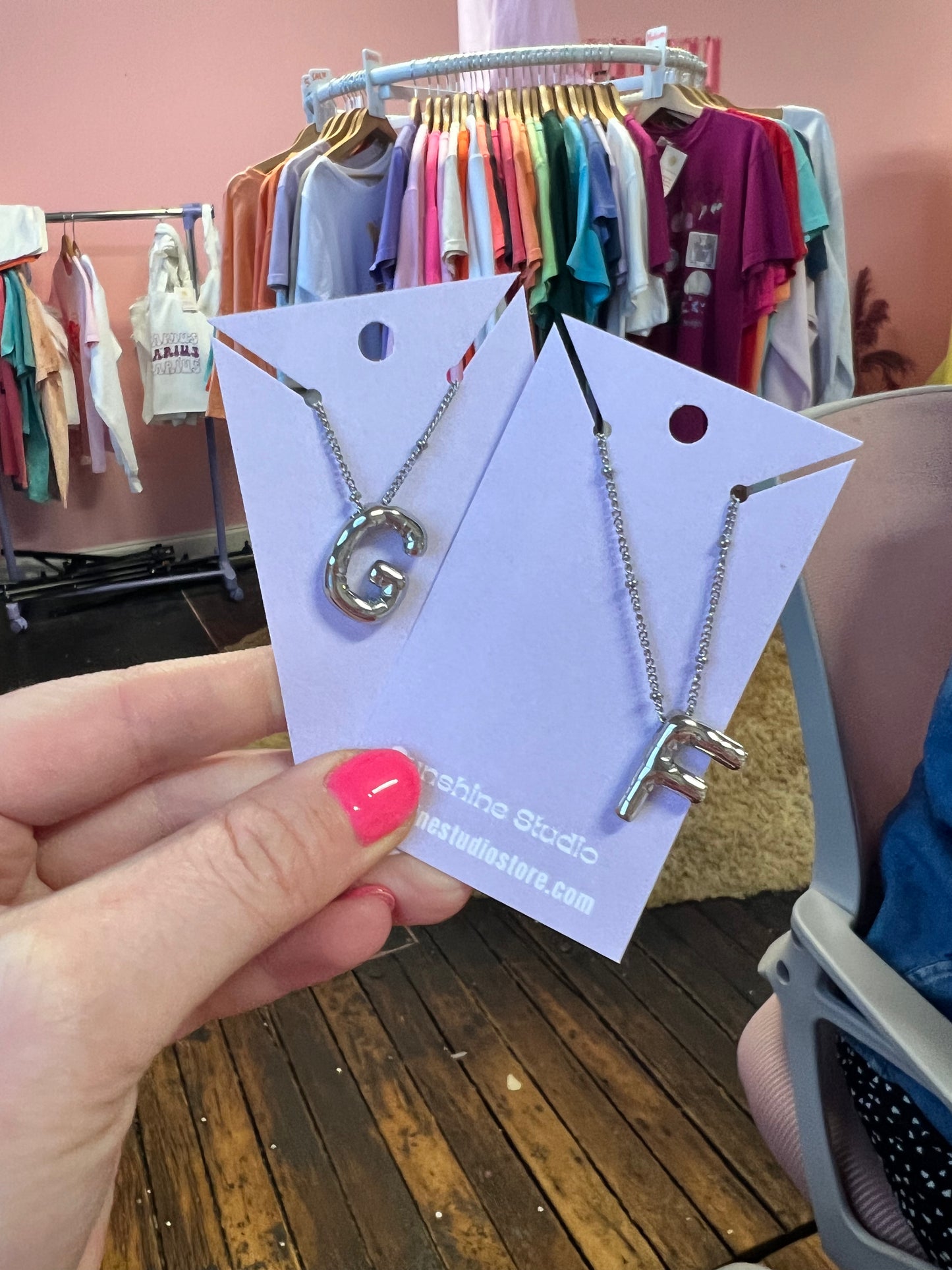 Silver Balloon letter Necklace