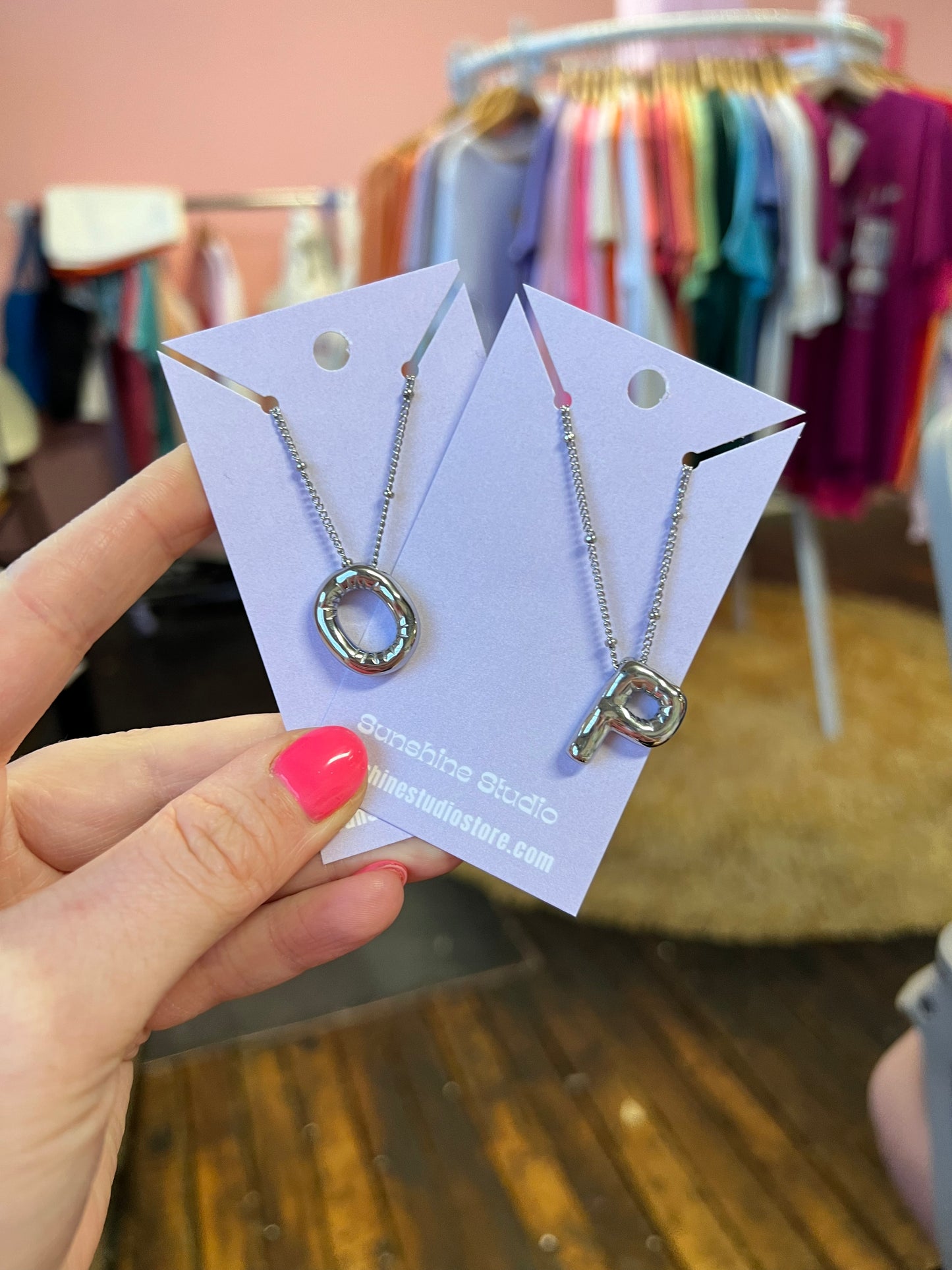 Silver Balloon letter Necklace