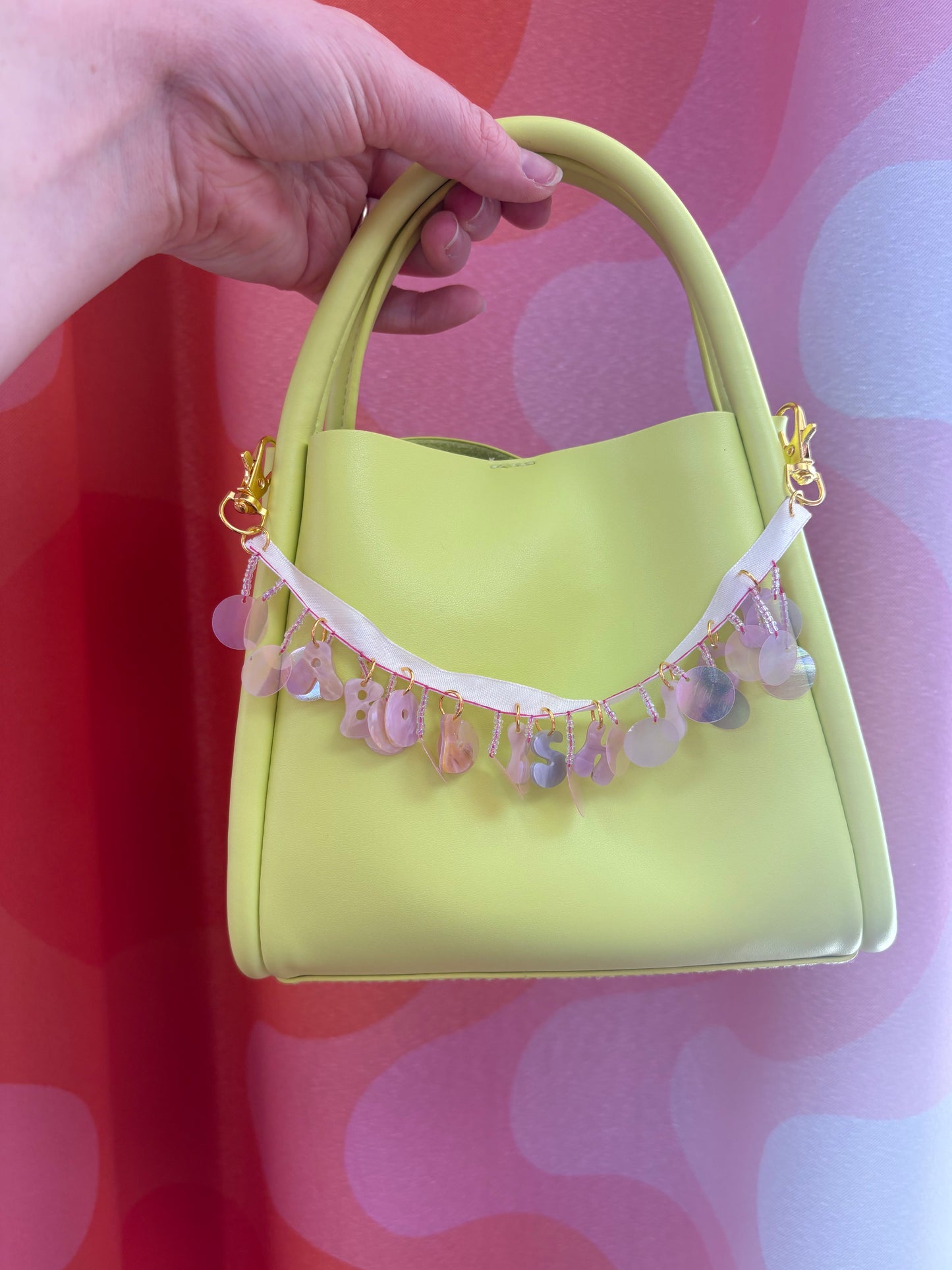 Abolish ICE acrylic ribbon bag charm 10.5”