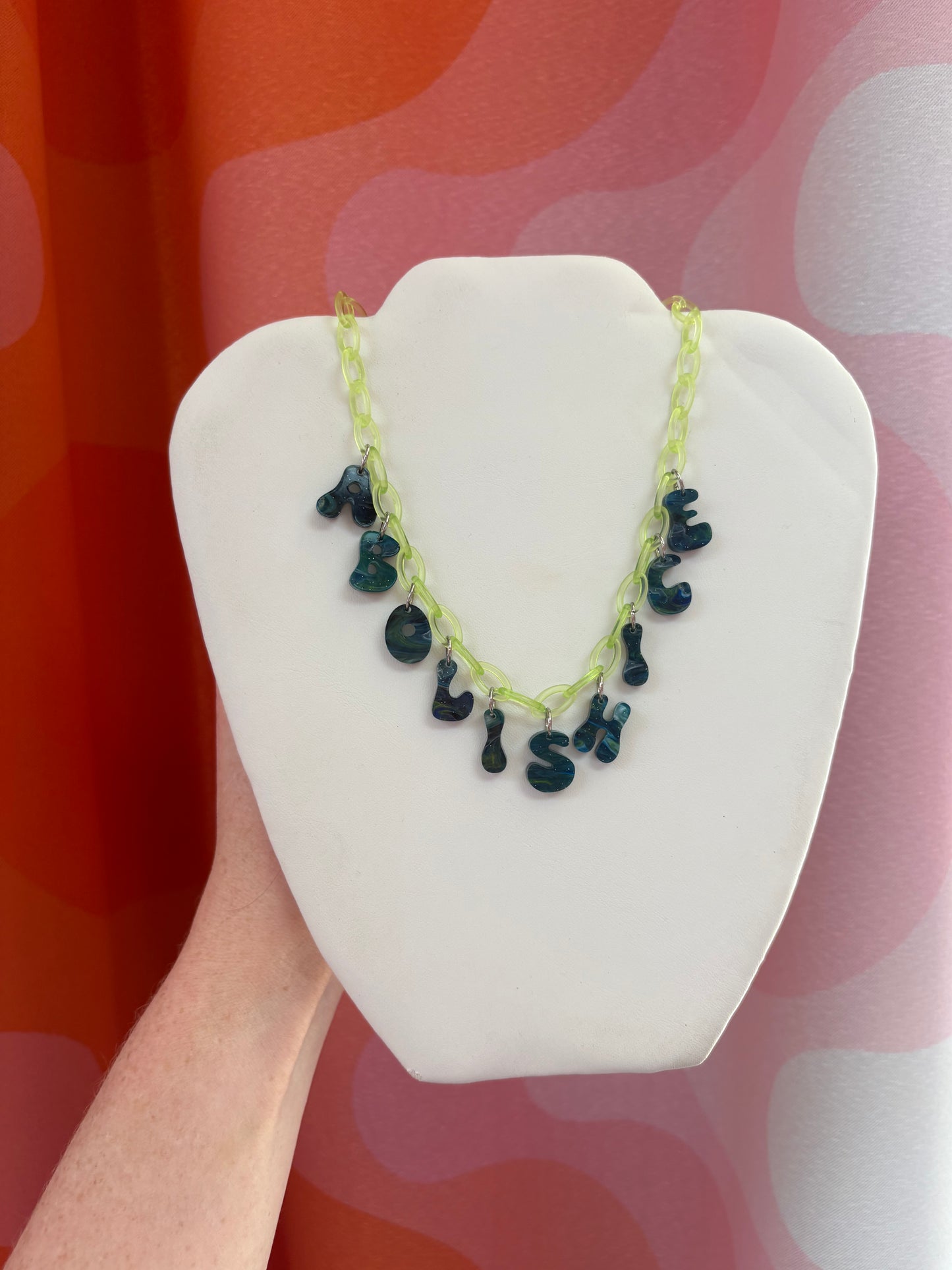 Abolish ICE acrylic charm necklace 20”
