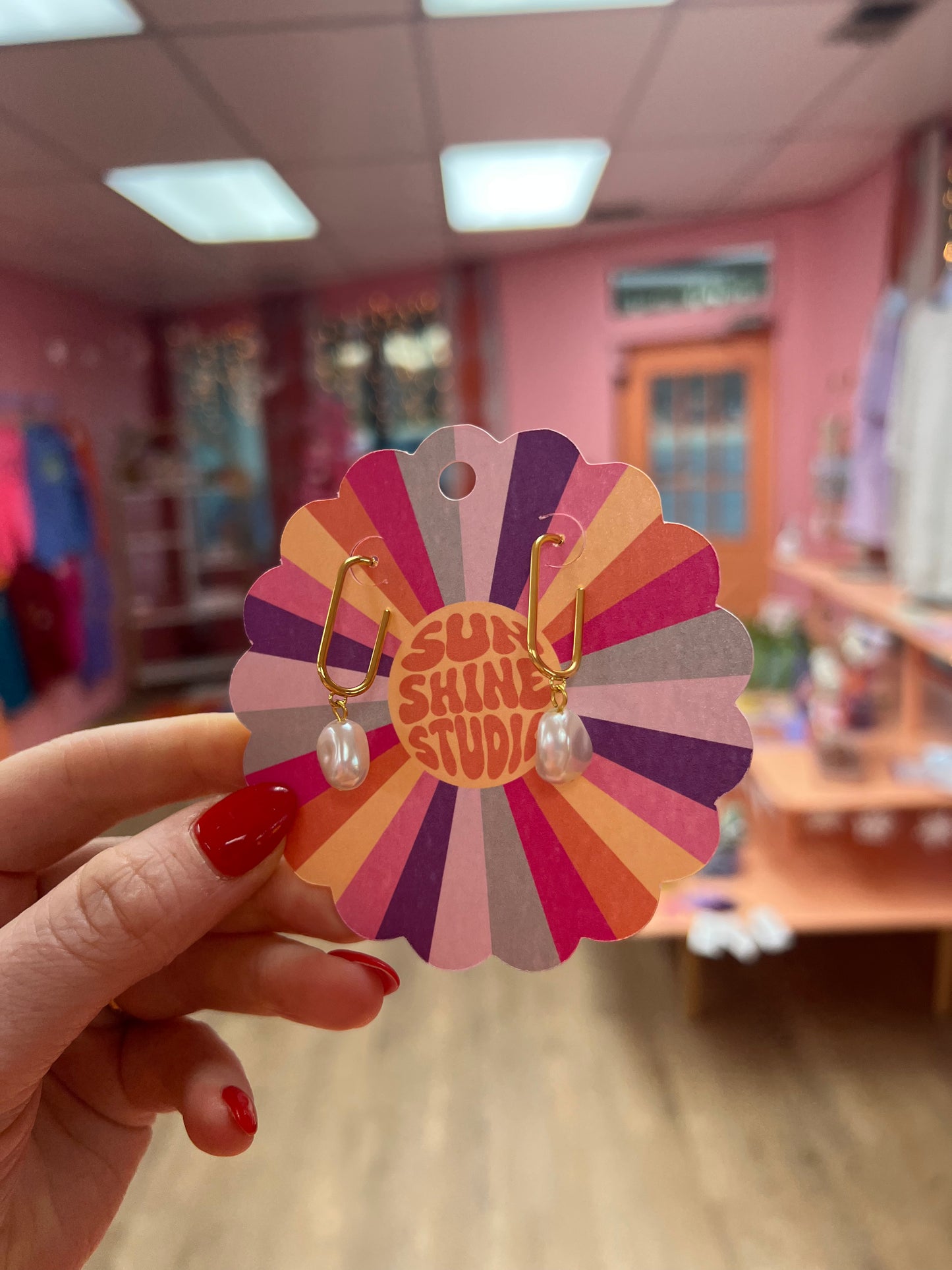 Titanium scoop pearl drop earrings