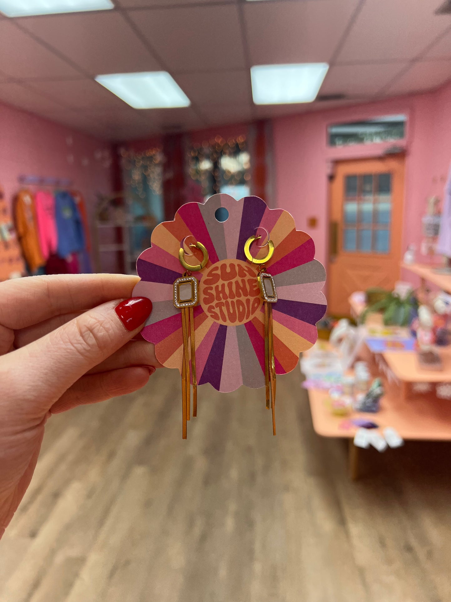 Cascading shimmer titanium dangle earrings