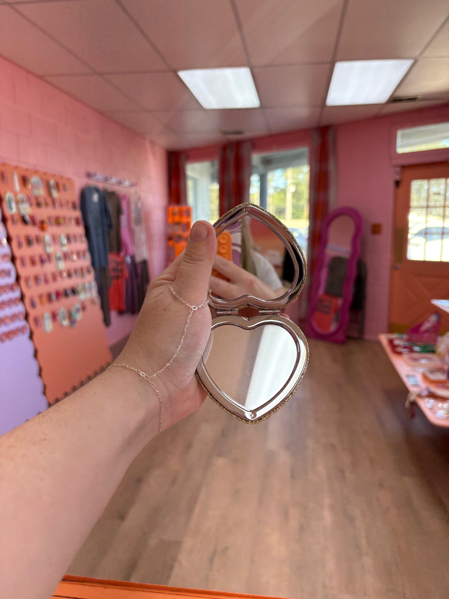 Sparkling Heart Travel Mirror