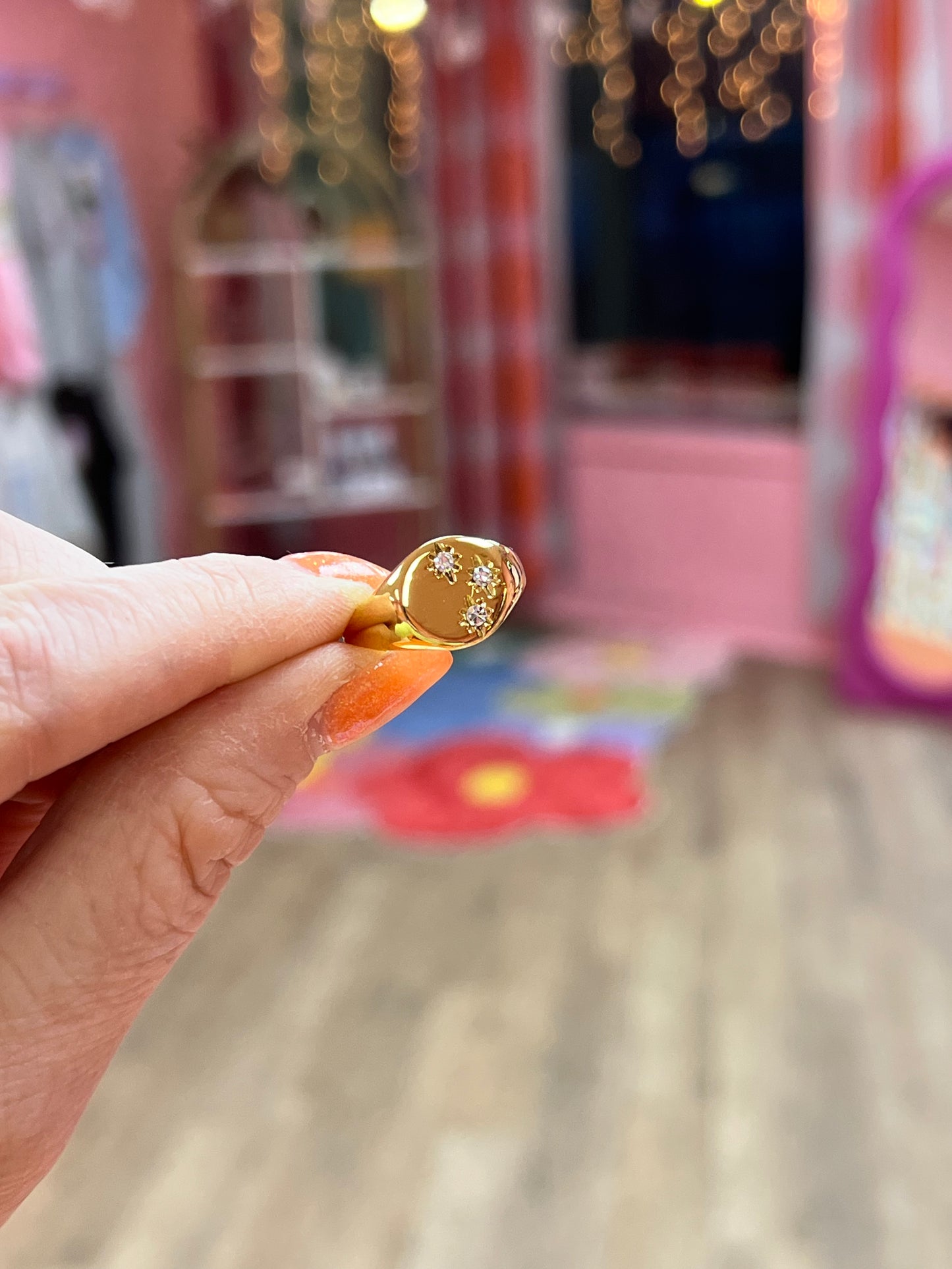 Trio Sparkly Star Titanium Ring