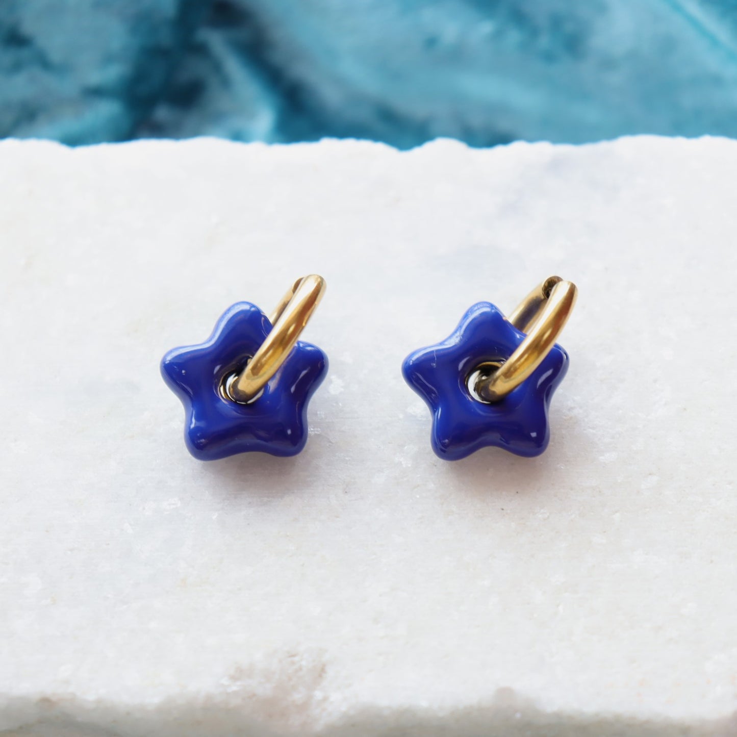 Titanium Puffy Star Earrings