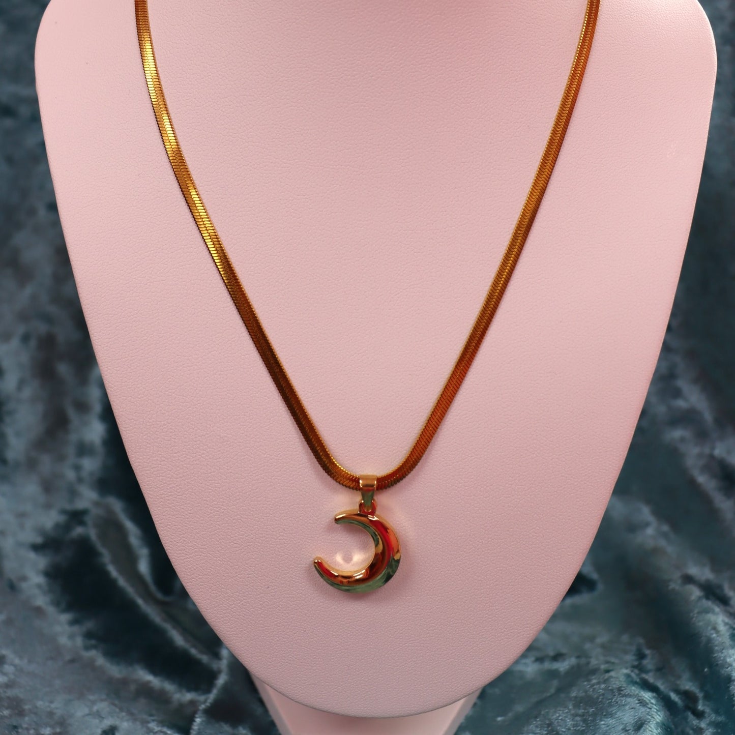 Titanium Moon Charm Necklace