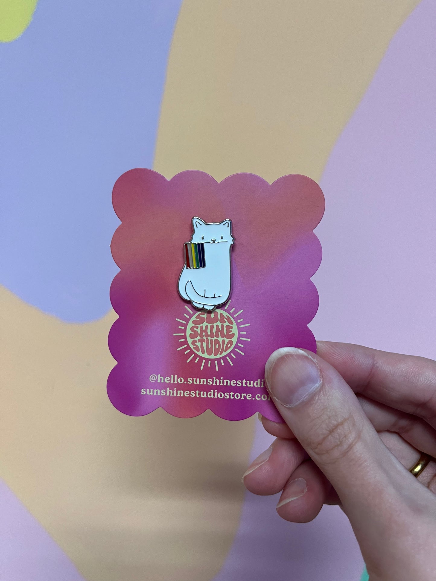 Pride Flag Kitten Enamel Pin