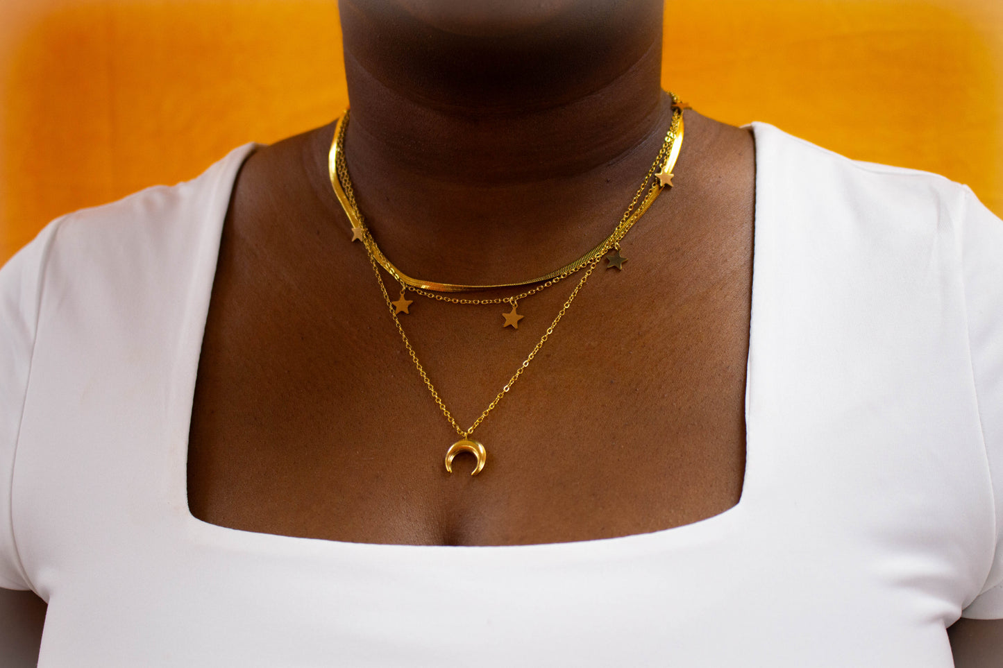 Howling At the Moon Layered Titanium Necklace