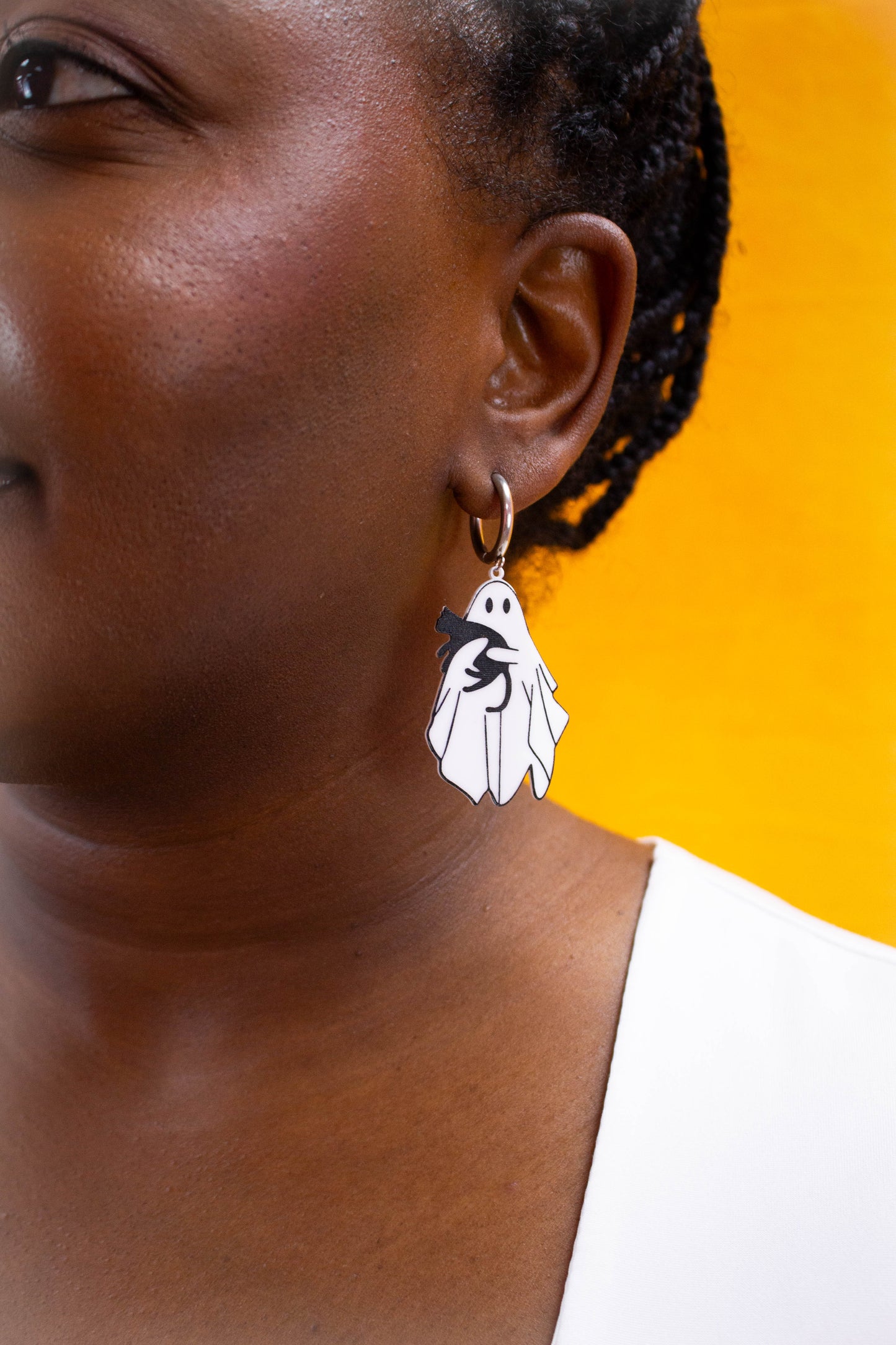 Spooky Snuggle Cat Ghost Earrings