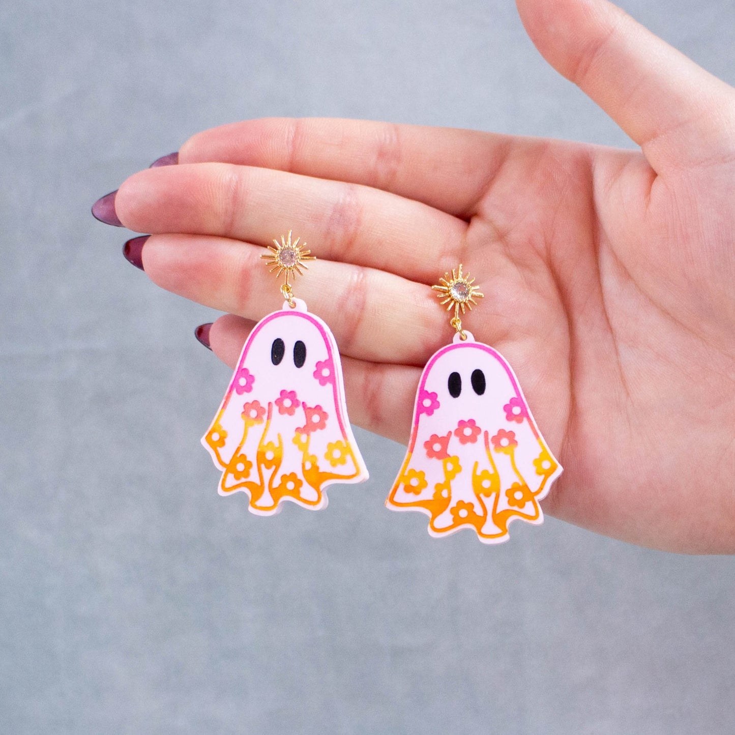 Sunset Retro Daisy Ghost Earrings