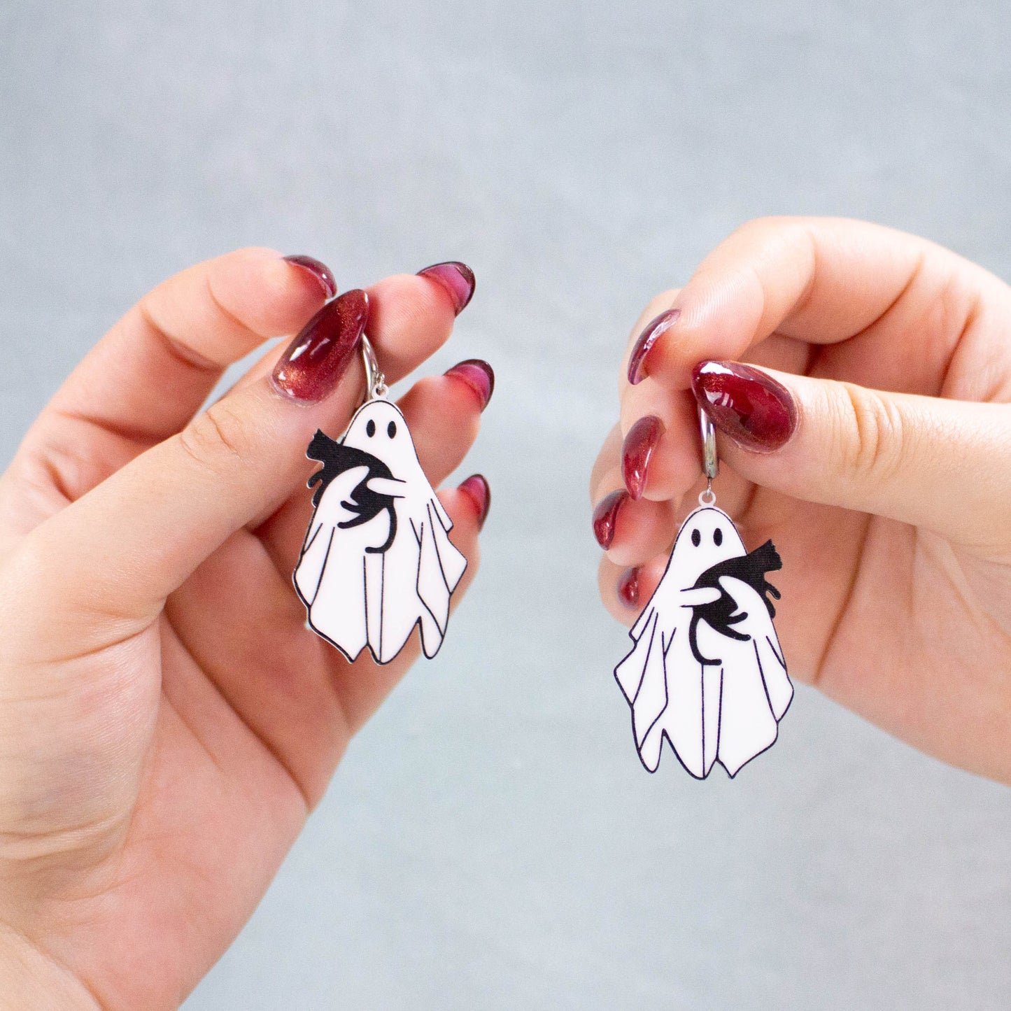 Spooky Snuggle Cat Ghost Earrings