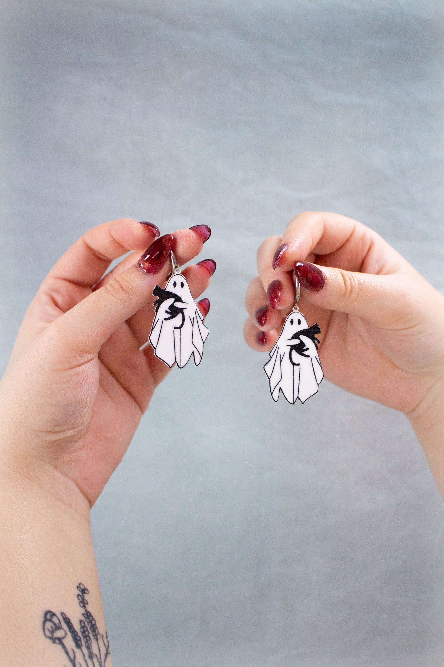 Spooky Snuggle Cat Ghost Earrings