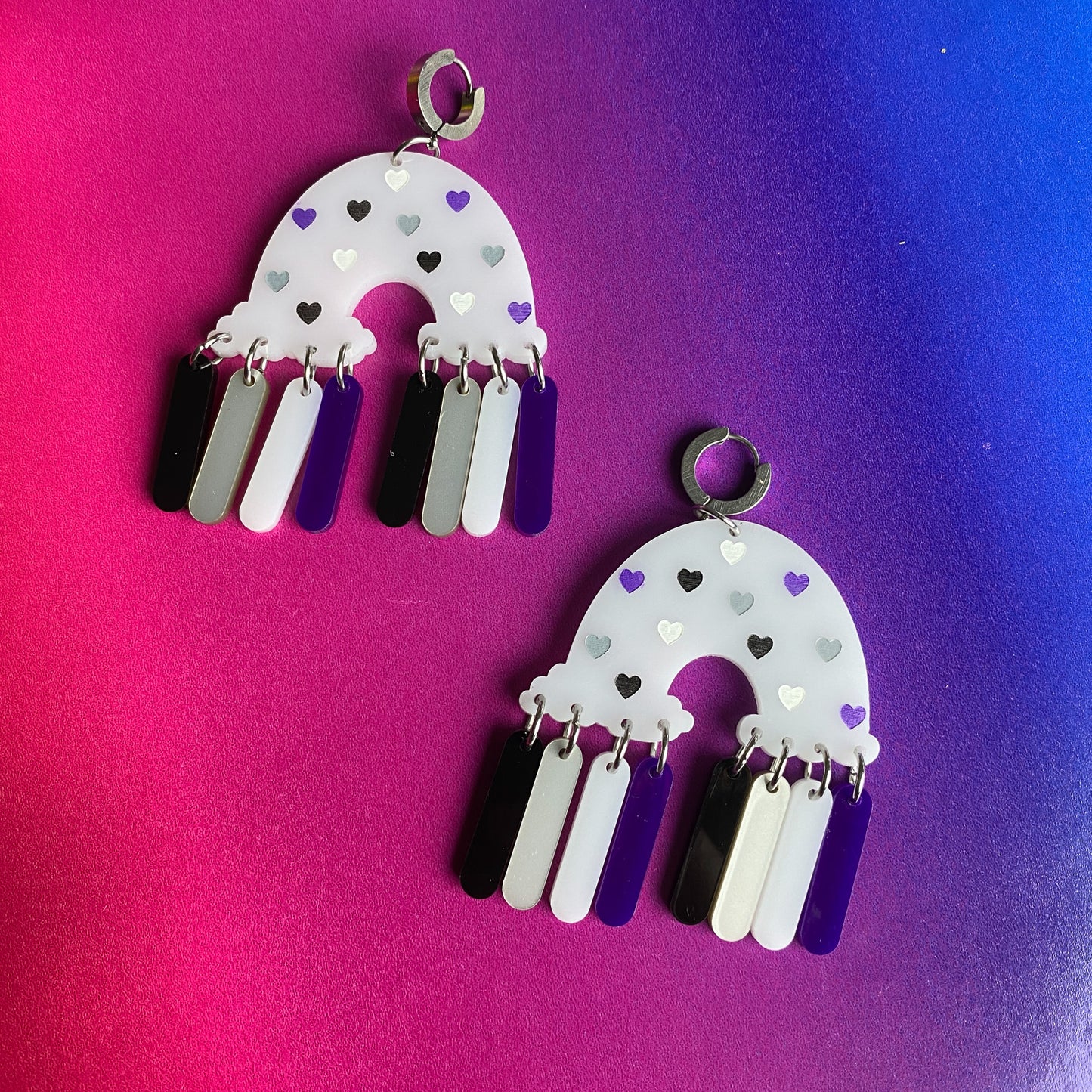 Black/Gray/White/Purple Heart Rainbow