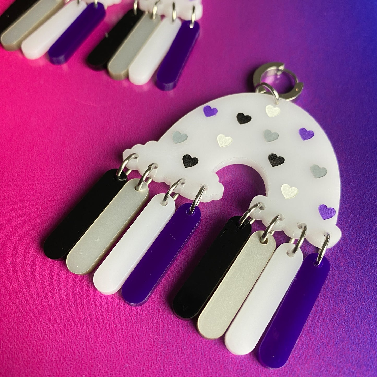 Black/Gray/White/Purple Heart Rainbow