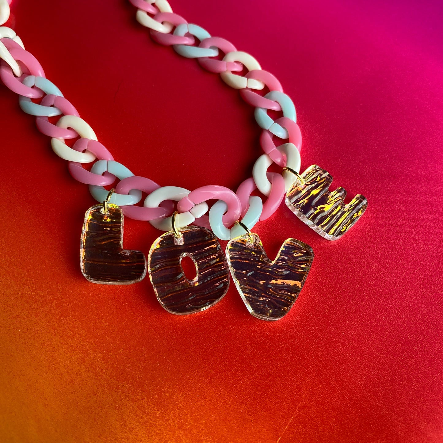 Cotton Candy Colored "LOVE" Necklace