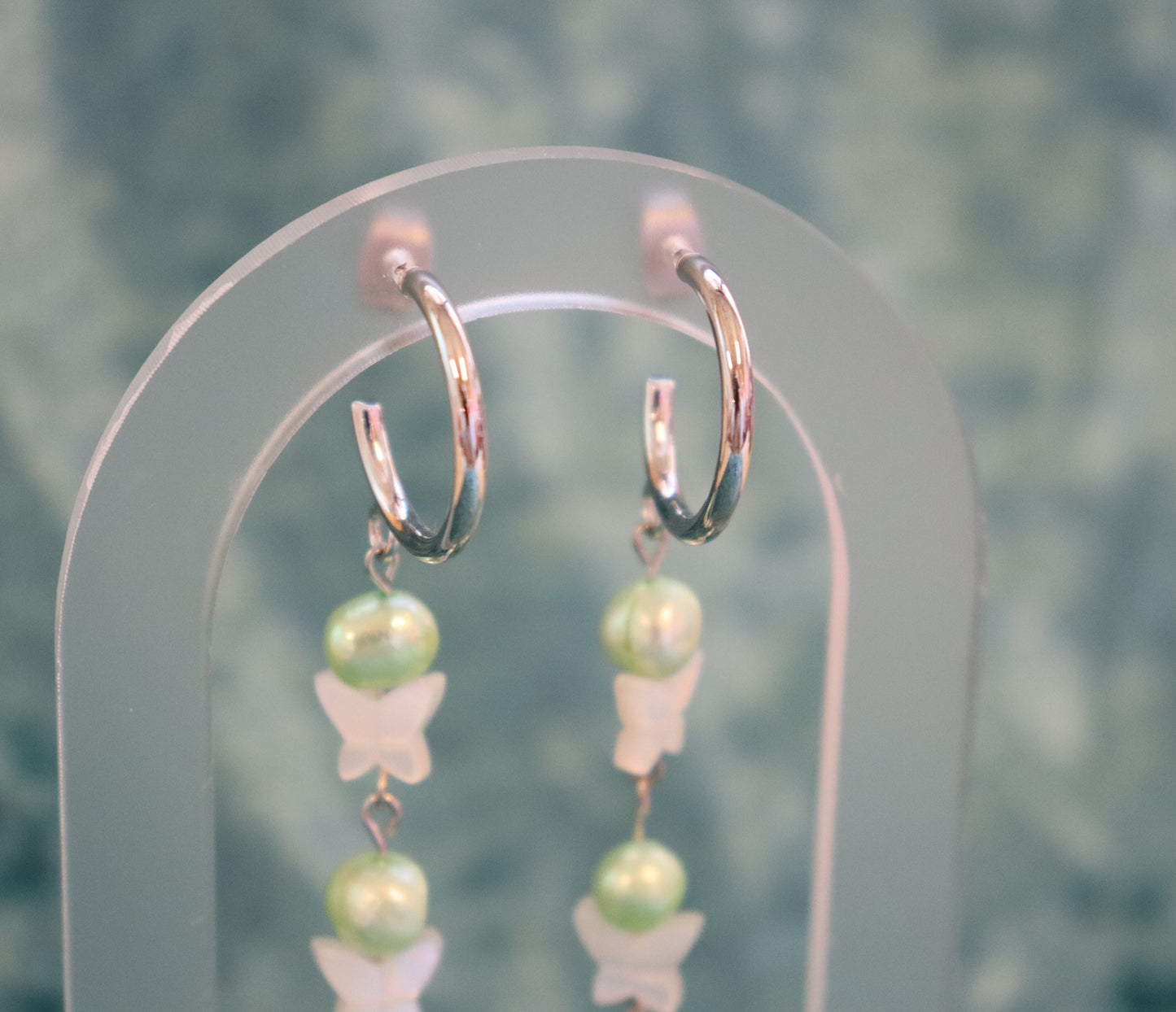 Butterfly Pearl Layered Earrings