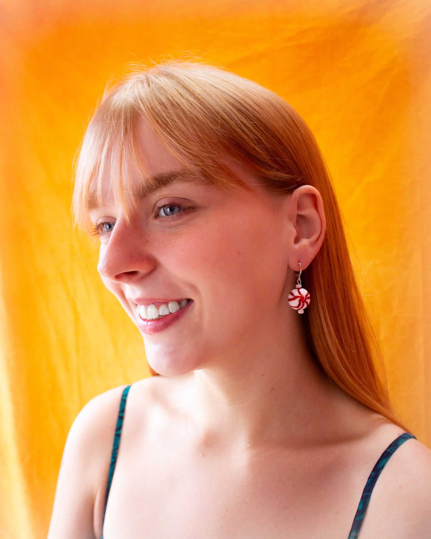 Glass Beaded Peppermint Candy Earrings