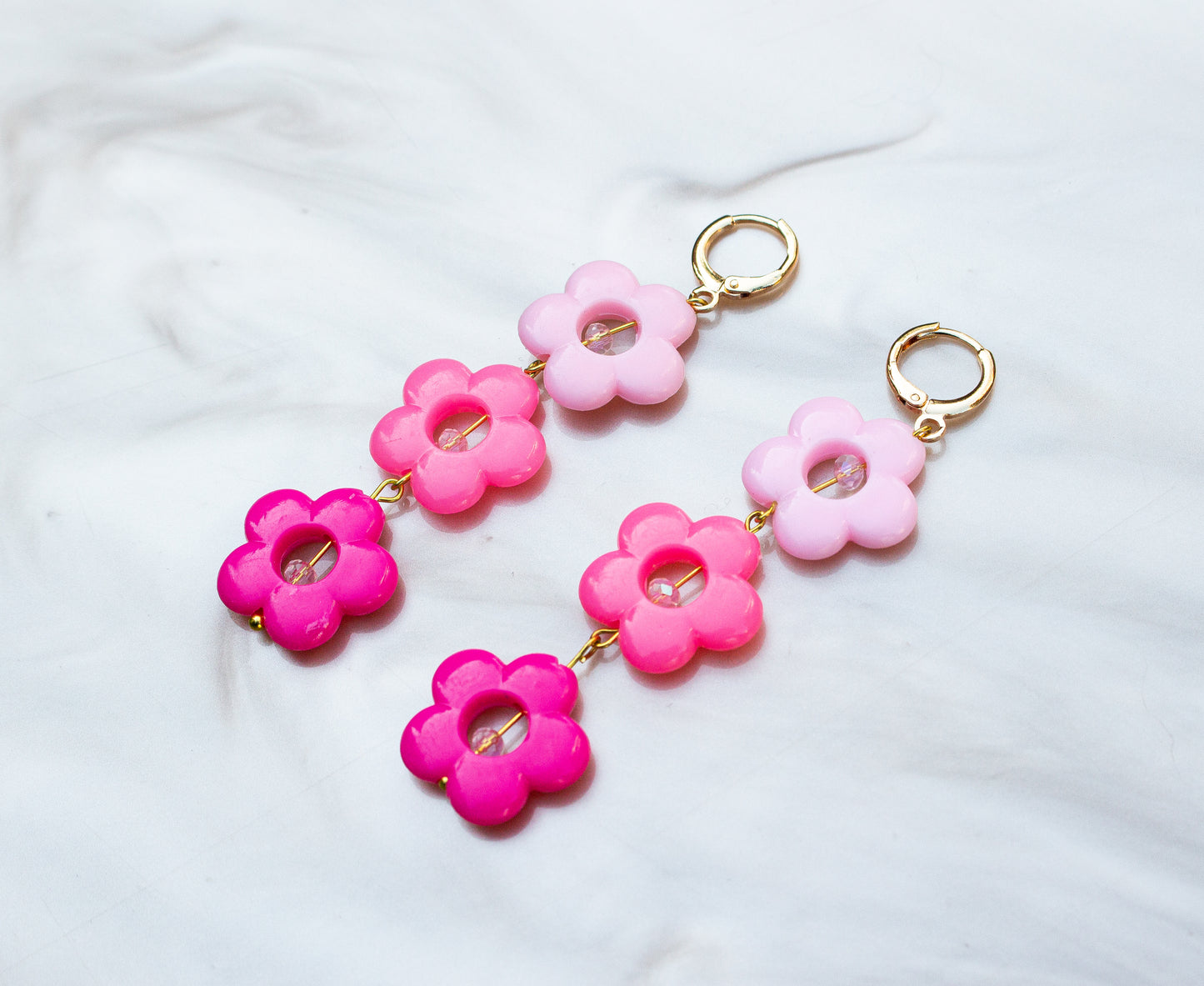 Raspberry Flower Dangle Earrings