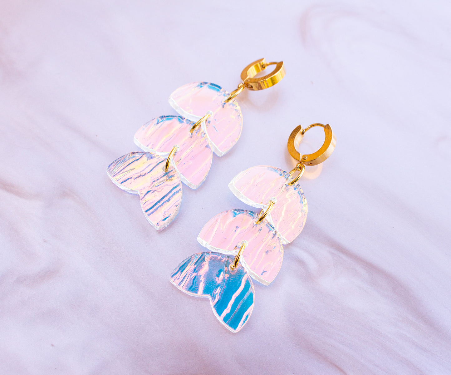 Shimmering Iridescent Petal Earrings