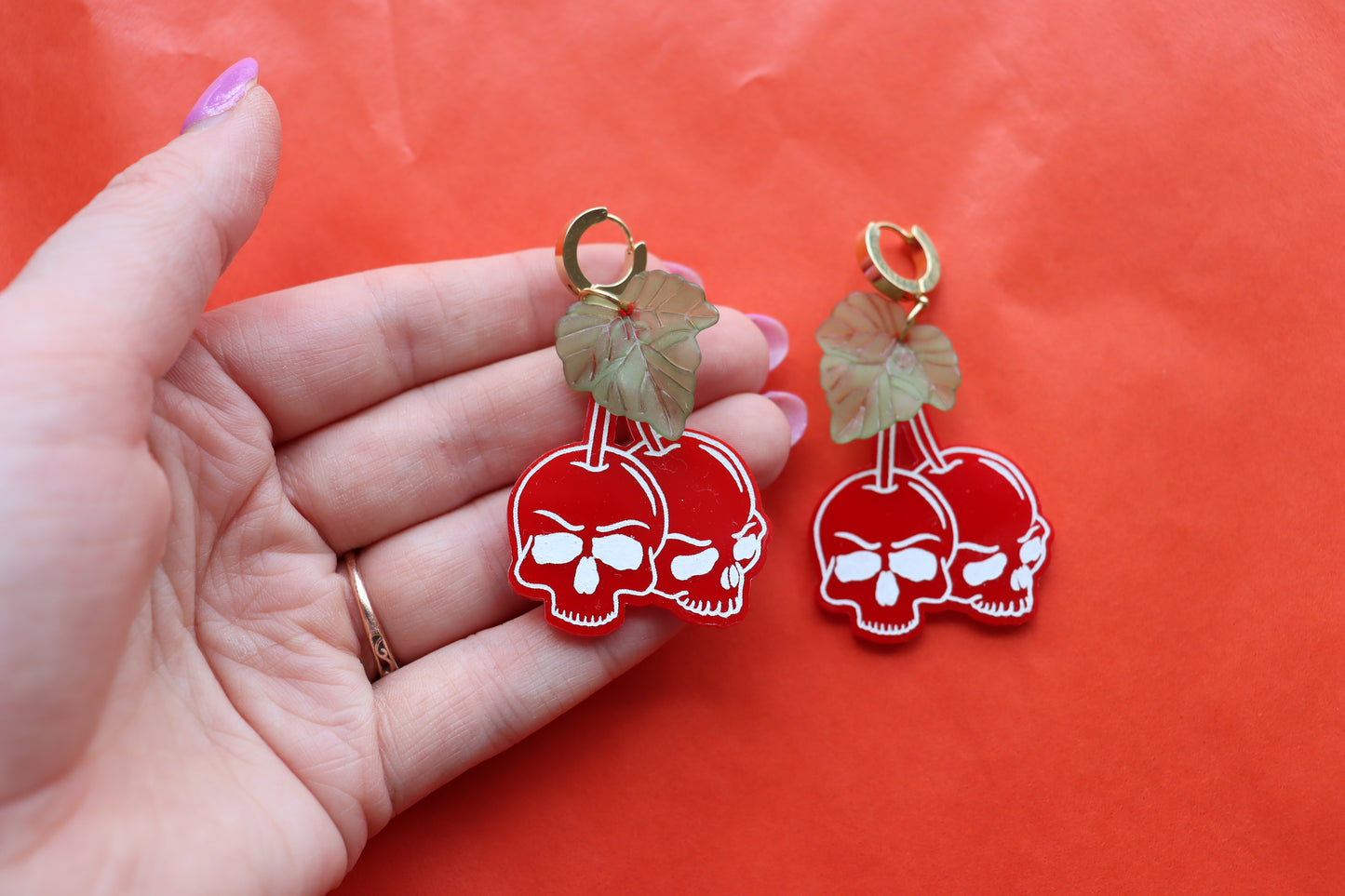 "Dying to Have Fun" Cherry Skeleton Earrings