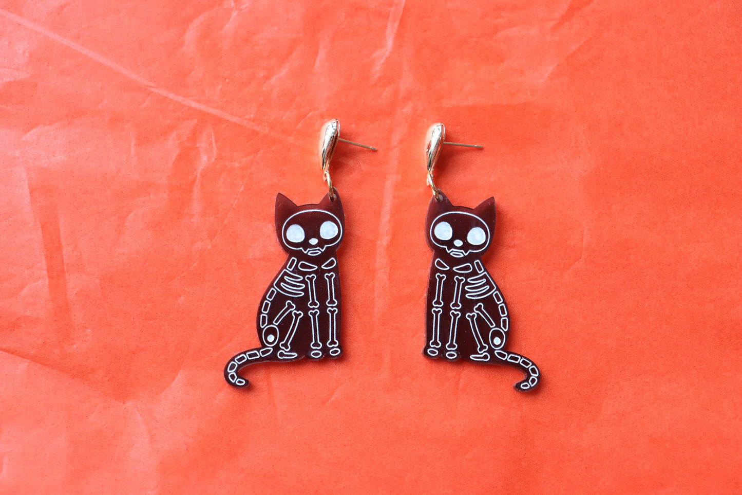 "Bone to be Wild" Cat Earrings