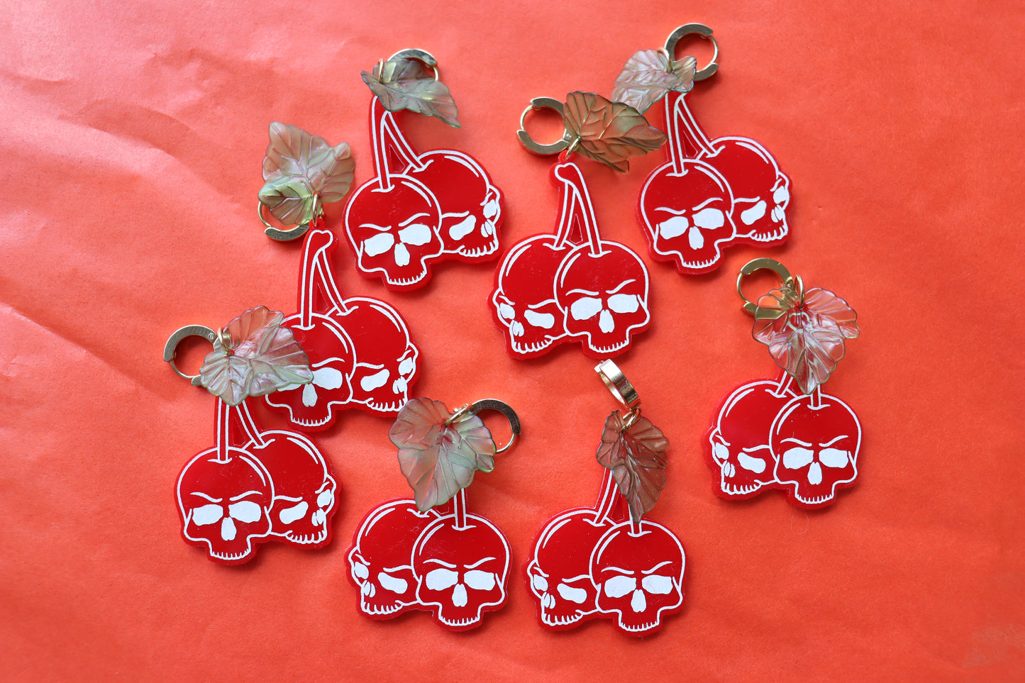 "Dying to Have Fun" Cherry Skeleton Earrings